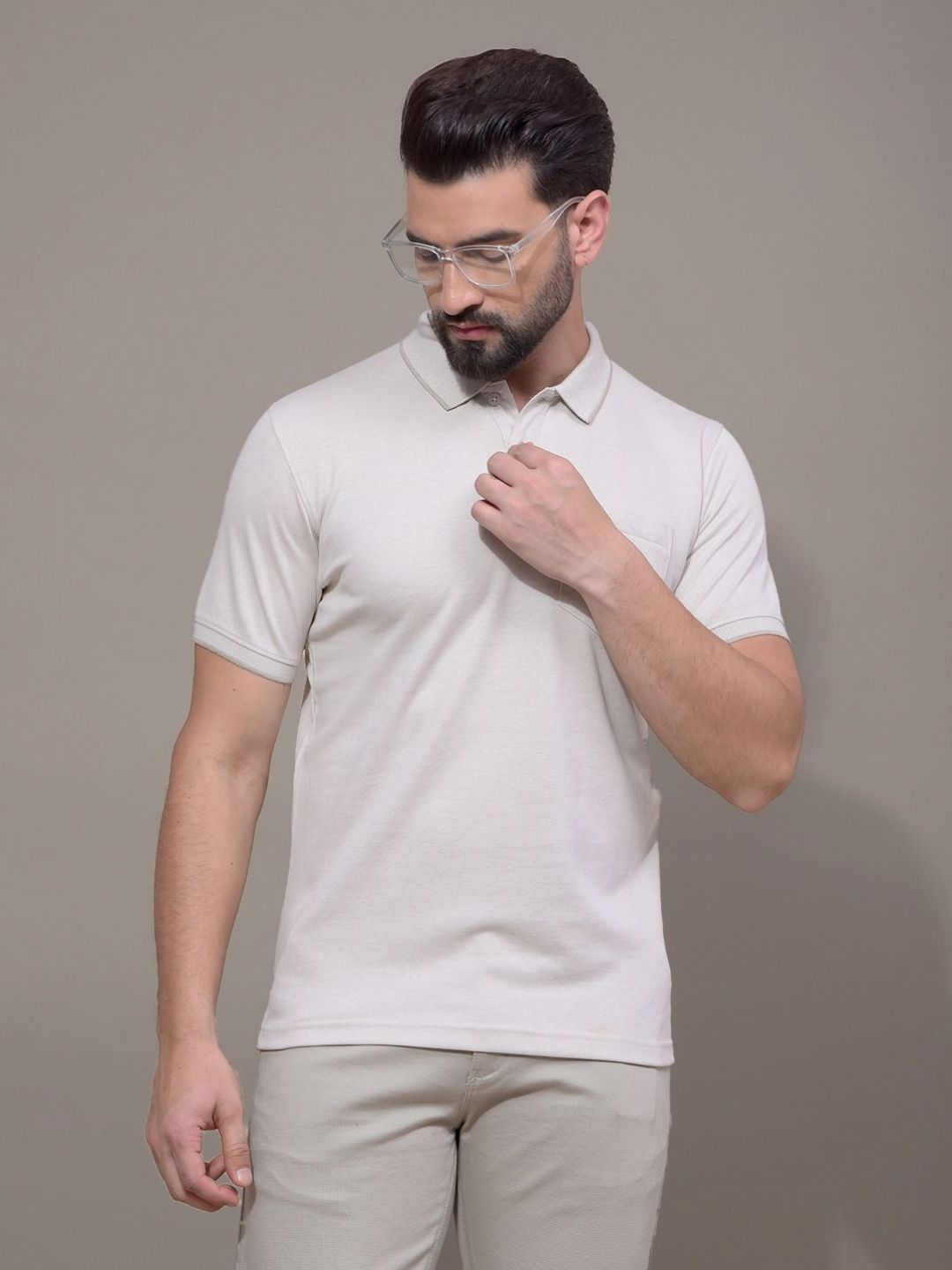 Crimsoune Club Men Solid Polo Collar Cotton Slim Fit T-shirt-picture-15