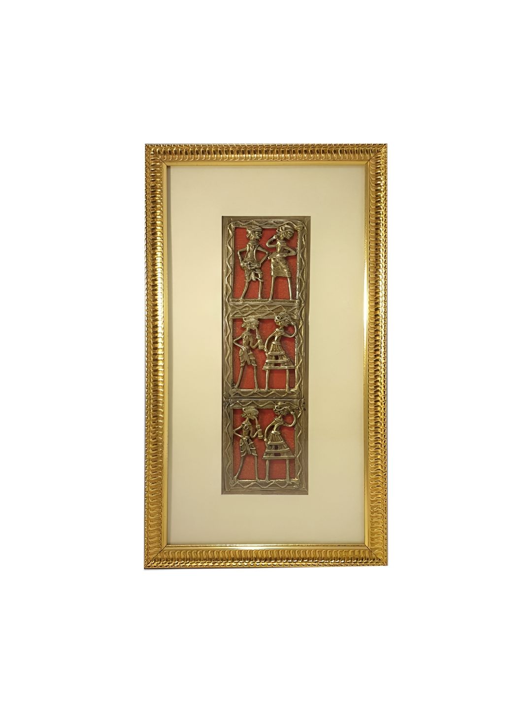 Gallery99 Chaque Decor Gold-Toned & White Dhokra Warli Abstract Wooden Wall art-picture-23