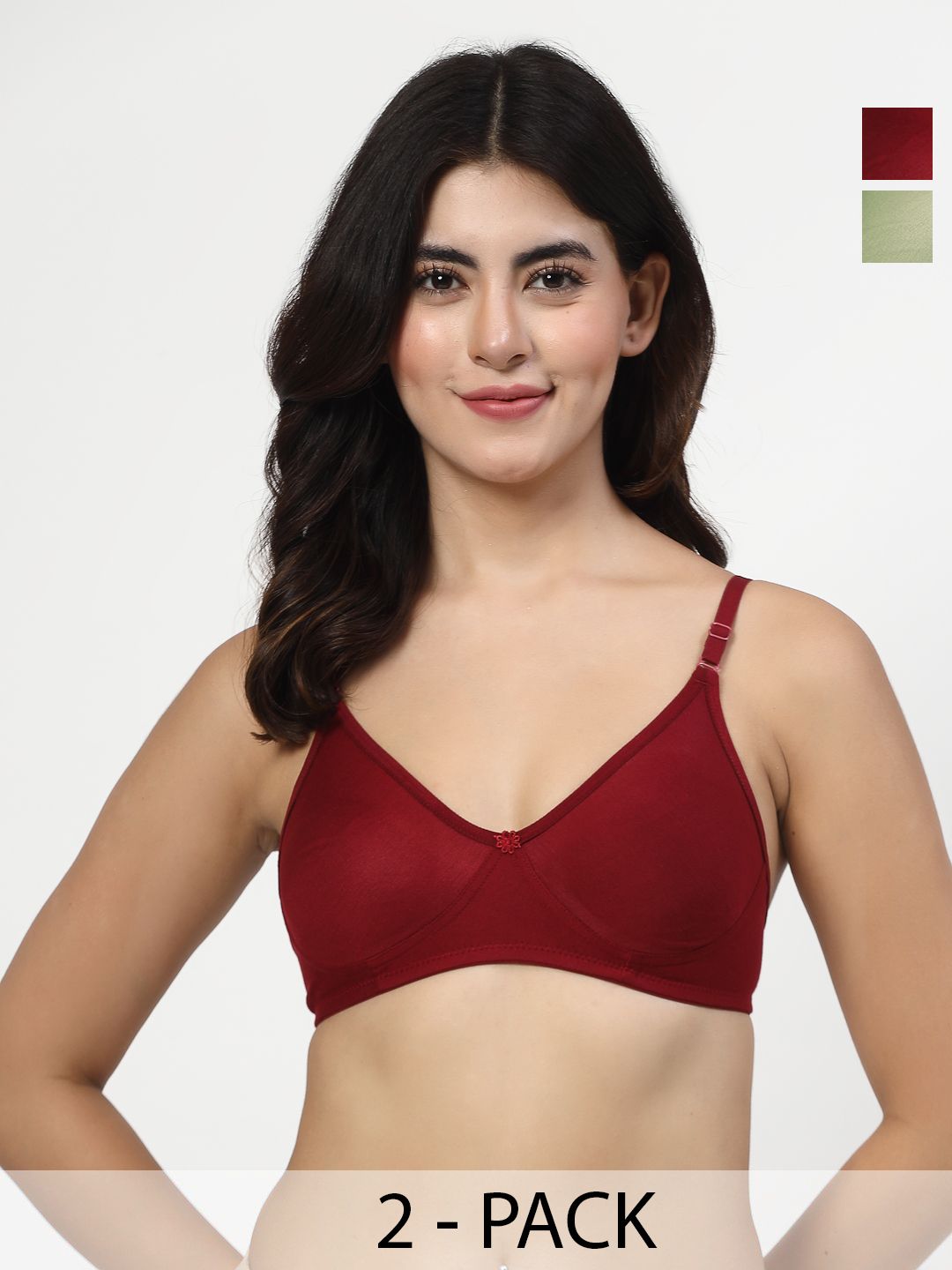 LILY ayir Women Pack Of 2 Solid Full Coverage Non Padded Non Wired T-shirt Bra