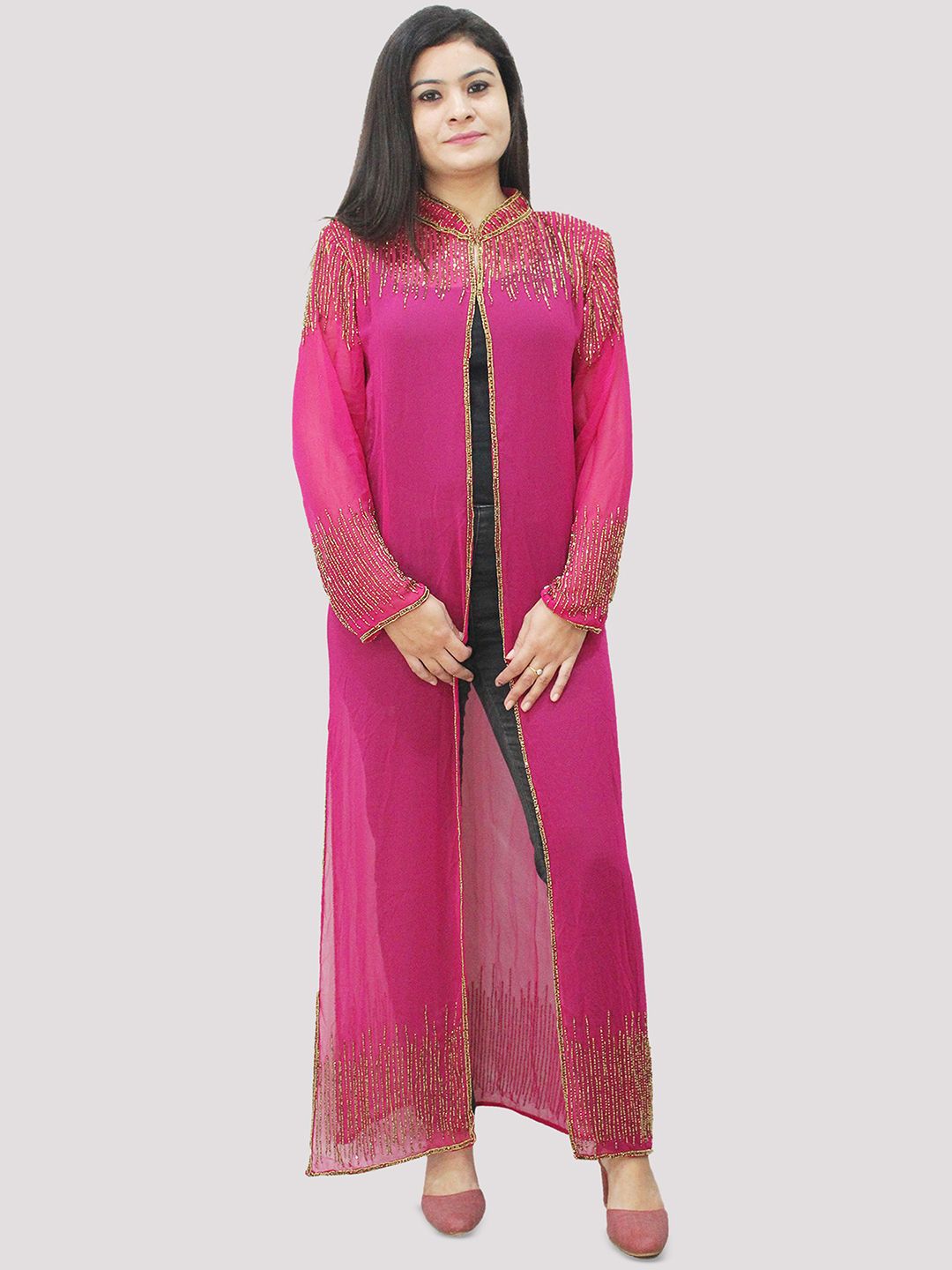 HAUTEMODA Mandarin Collar Maxi Longline Shrug-image-13