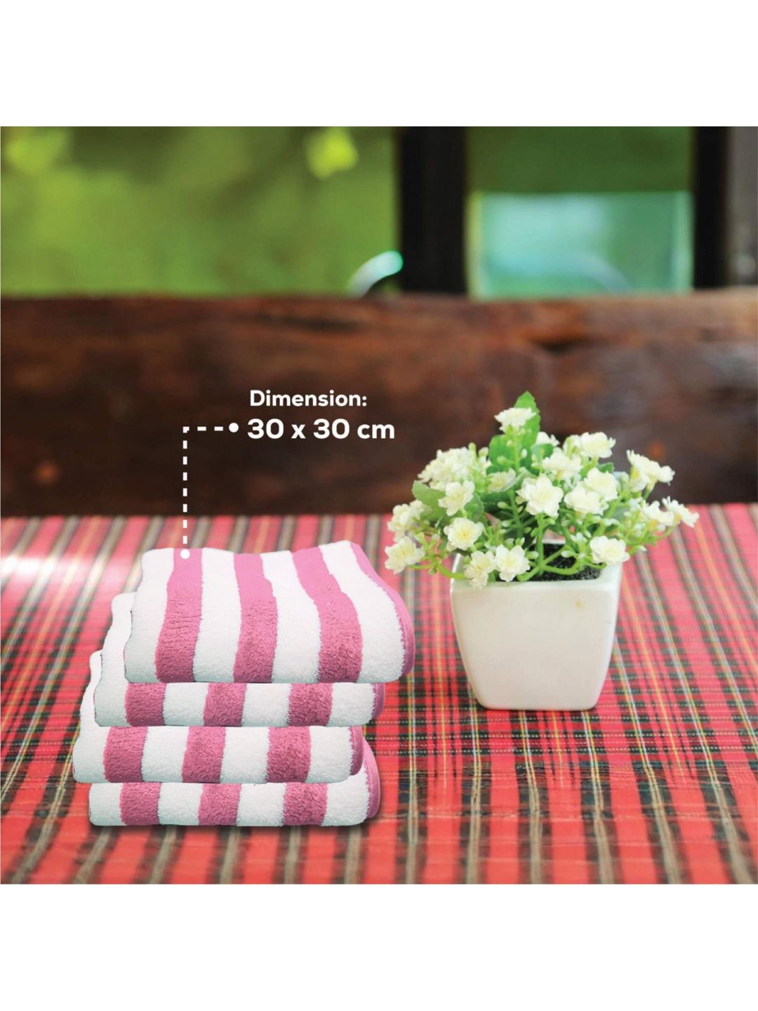 HOUSSE Grey & White 4 Pcs Striped Microfiber 300 GSM Ultra Absorbent Quick Dry Face Towels-image-31