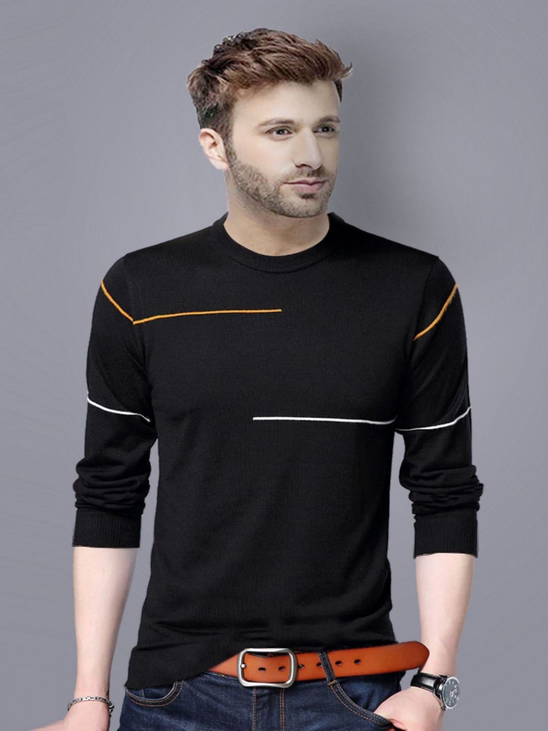 REYA Men Striped Round Neck Cotton Sweatshirt-picture-35