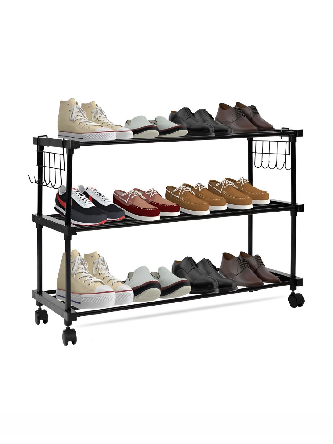 ADA Handicraft Black 3- Layer Shoe Rack