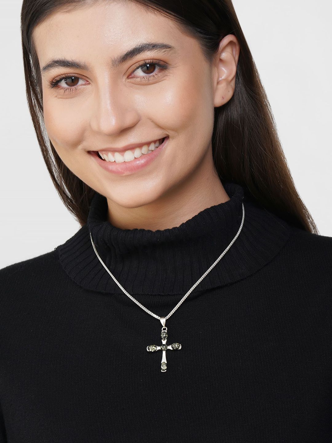 Asteri Shine On Sterling Silver Green European Baltic Amber Cross Style Pendant-image-29