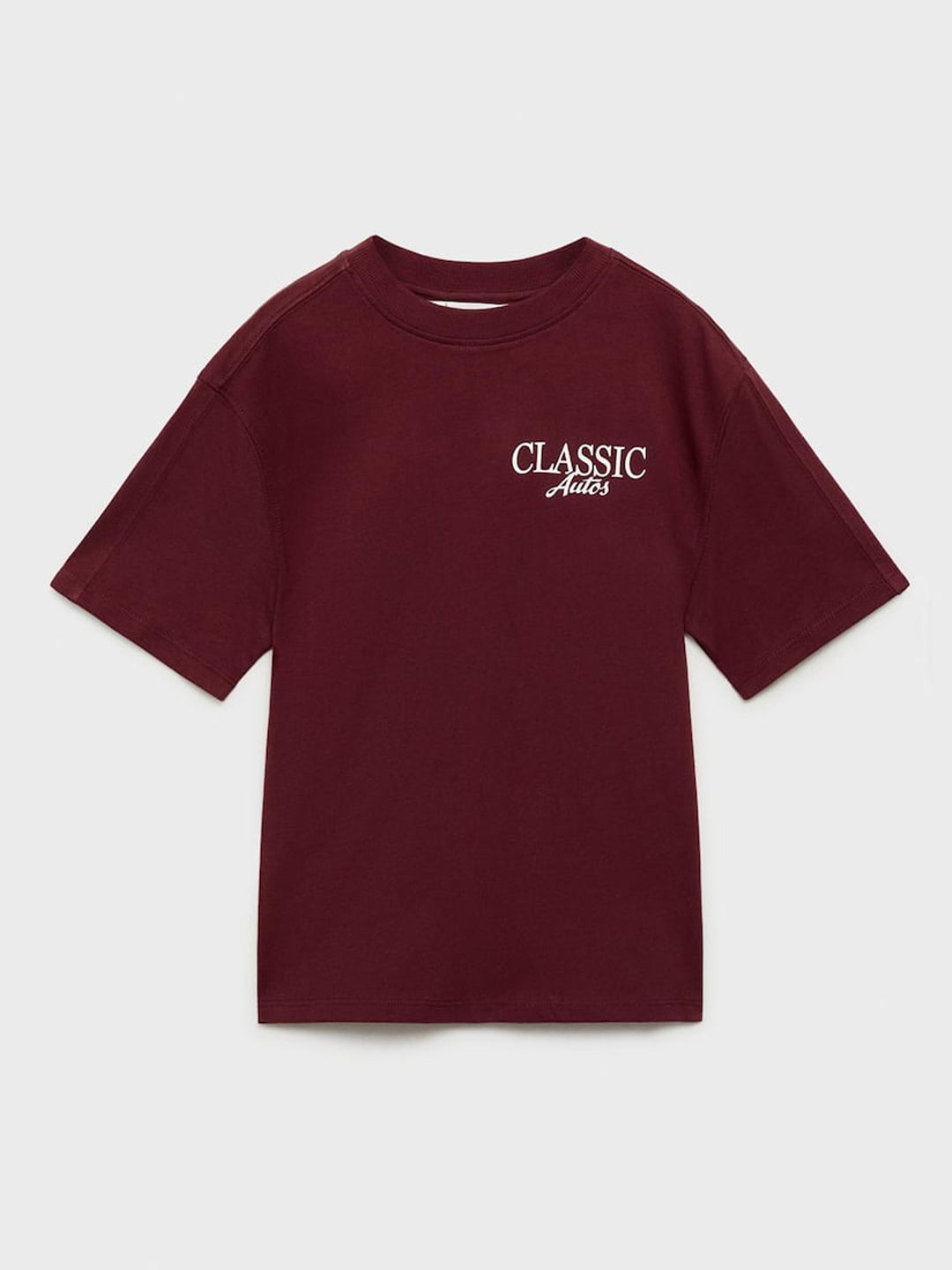 Mango Kids Boys Typography Back Printed Drop-Shoulder Sleeves Pure Cotton T-shirt-picture-17