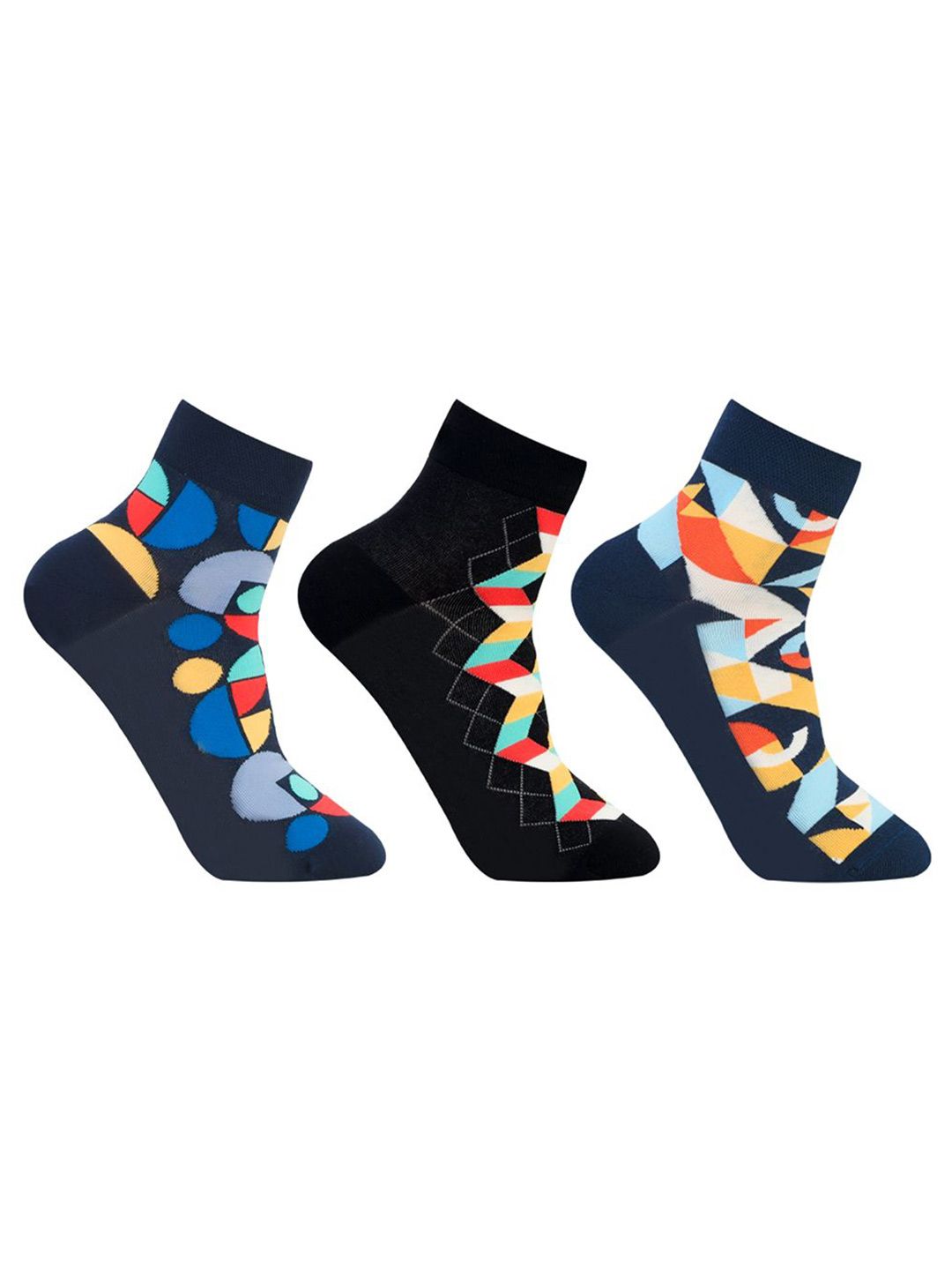 Bonjour Men Pack Of 3 Patterned Ankle Length Socks-picture-19