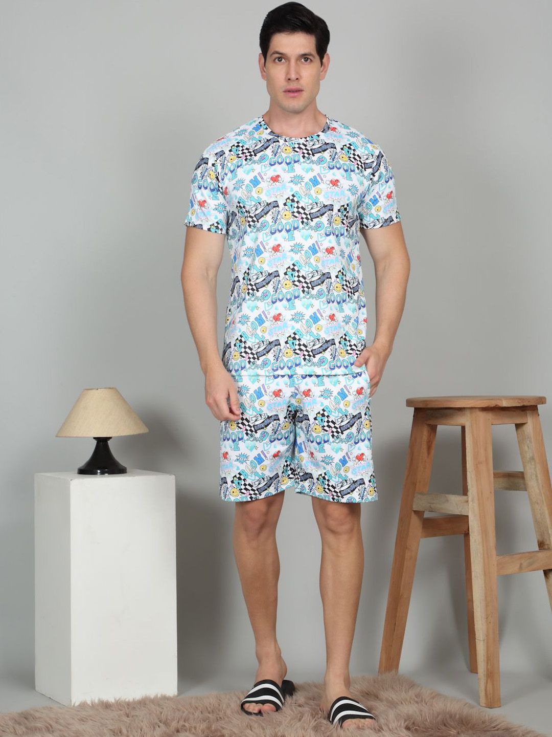 Sweet Dreams Printed Round Neck T-Shirt & Shorts-picture-22