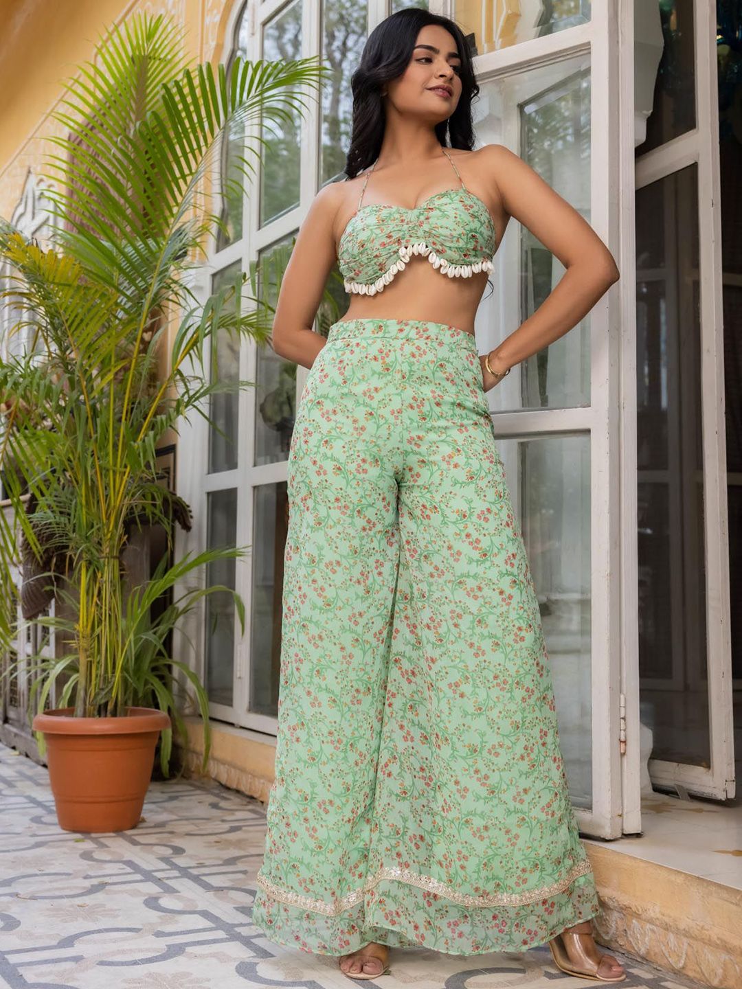 DEASHA INDIA ALIAA Printed Shoulder Straps Georgette Top With Palazzo-picture-12