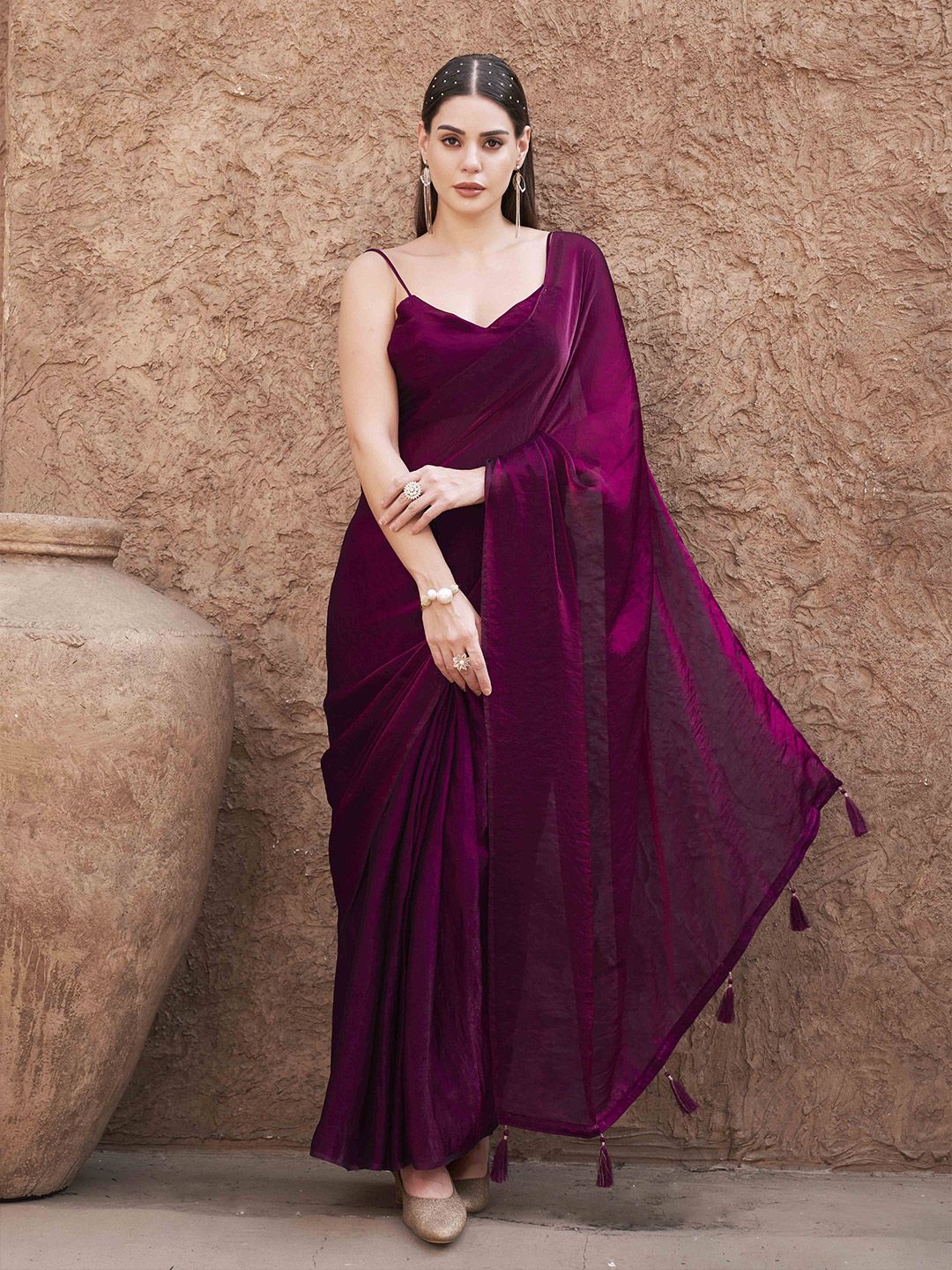 Tikhi Imli Satin Ready to Wear Saree With Unstitched Blouse Piece-picture-28