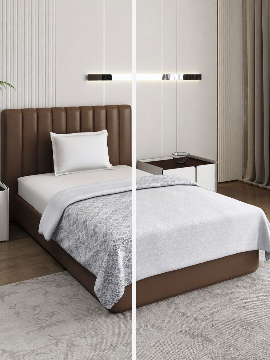 Monte Carlo Grey & White Floral Mild Winter 150 GSM Single Bed Dohar-image-34