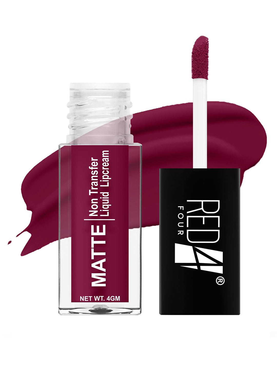 RED 4 Transfer Proof Matte Liquid Lipstick - 4 g -Mulberry Wine-picture-28