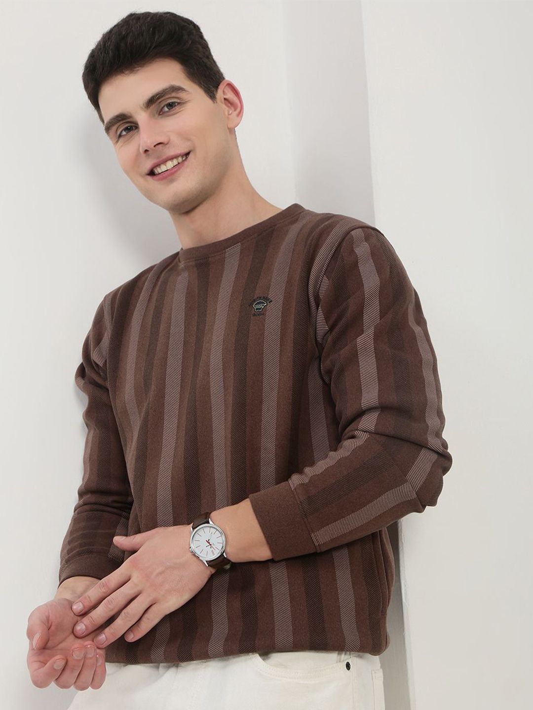 SHOWOFF Men Round Neck Striped Sweatshirt-picture-24