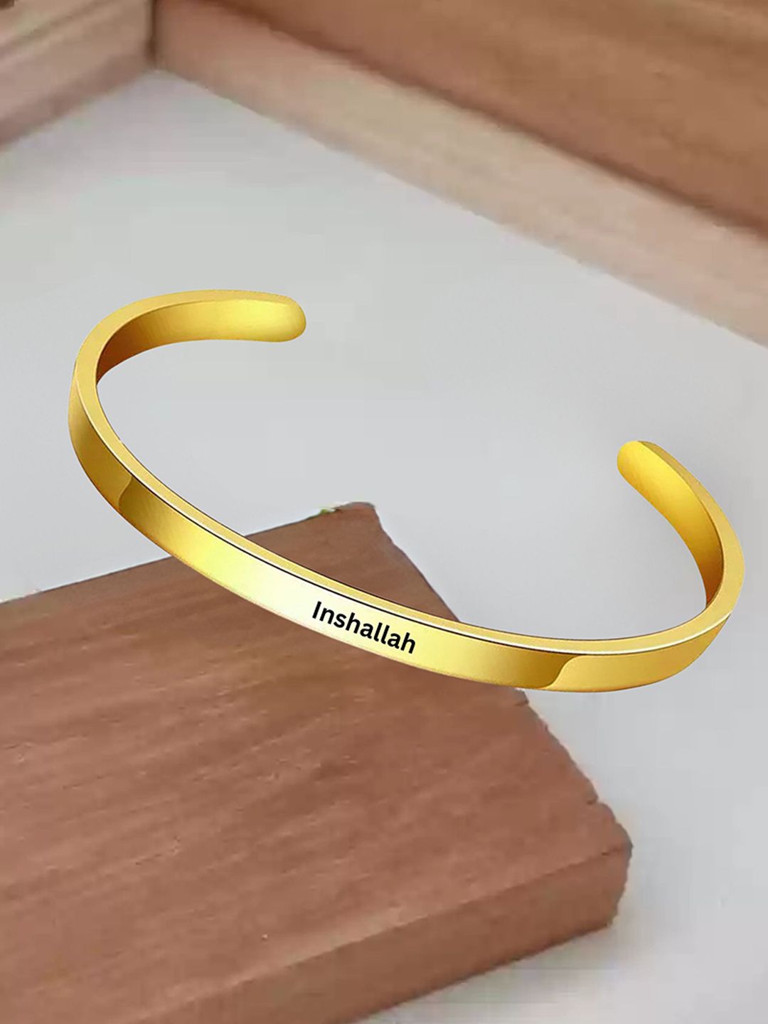 M Men Style Men Stainless Steel Gold-Plated Kada Bracelet-picture-34