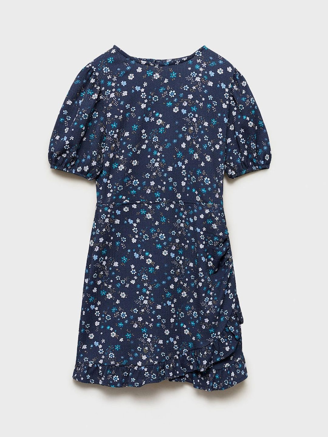 Mango Kids Girls Floral Print Puff Sleeve Ruffled A-Line Dress-picture-30