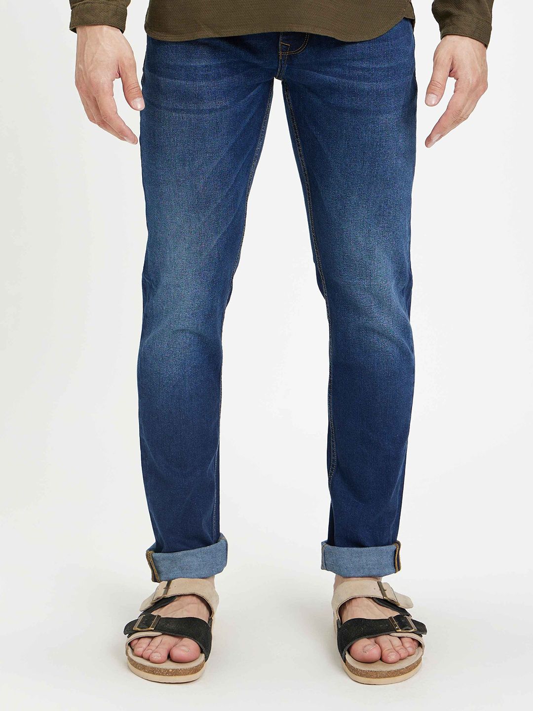 Celio Men Slim Fit Mid-Rise Clean Look Light Fade Stretchable Jeans-picture-53