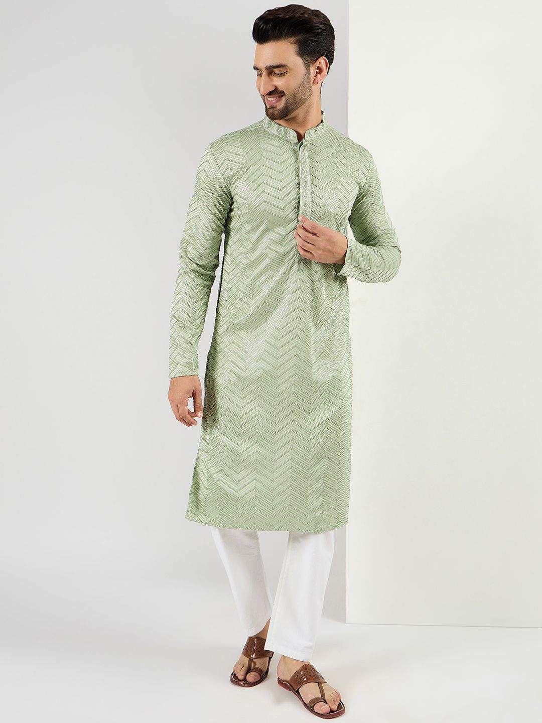 House of Pataudi Embroidered Straight Ethnic Kurta-picture-14