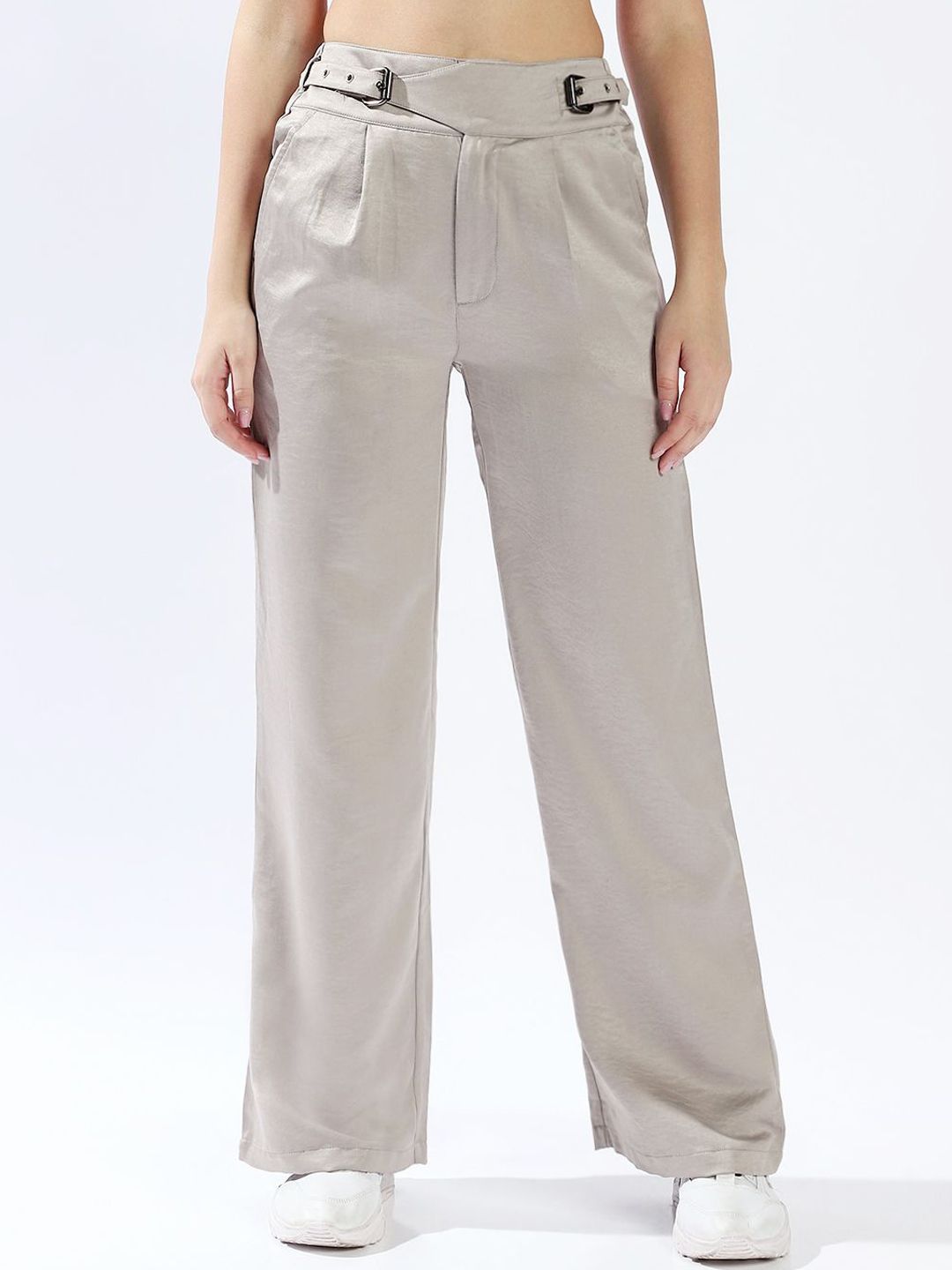 High Star Women Relaxed Loose Fit High-Rise Easy Wash Trousers-picture-28