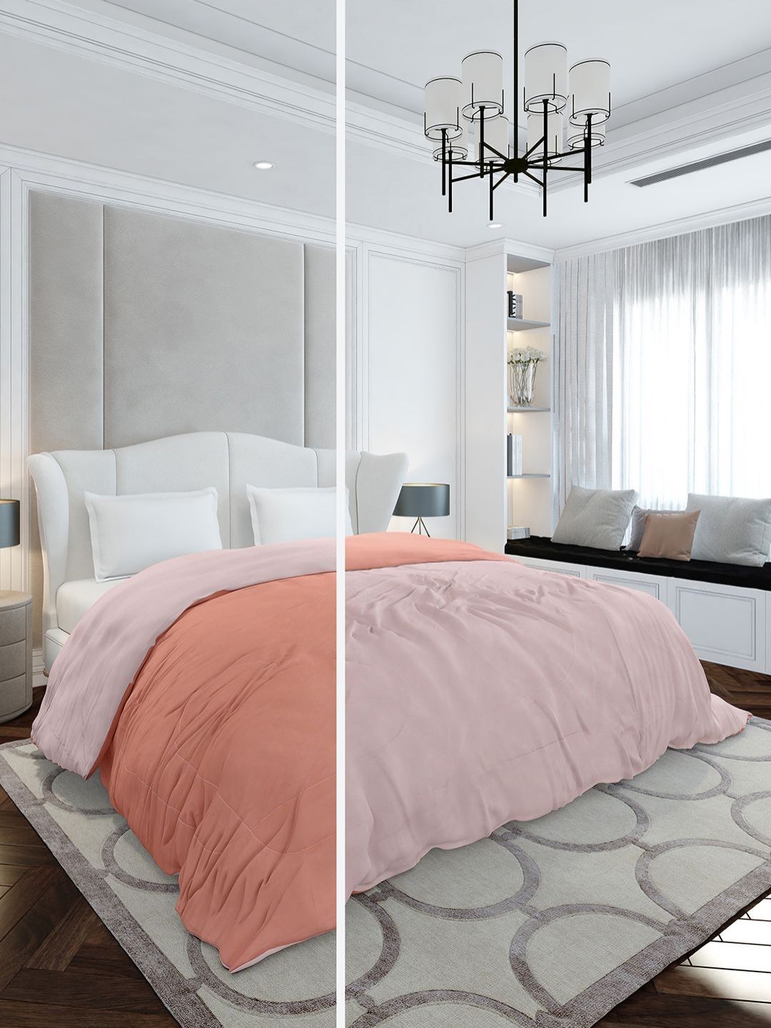Monte Carlo Pink & Peach AC Room 110 GSM Reversible Double Bed Comforter-picture-35
