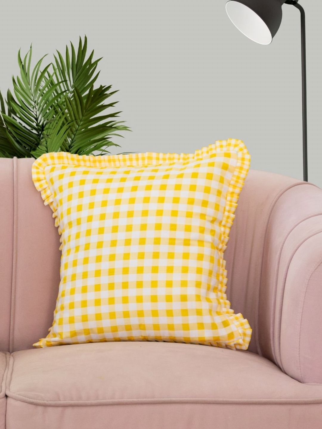 BandBox Yellow & White Checked Square Cushion Covers-image-31
