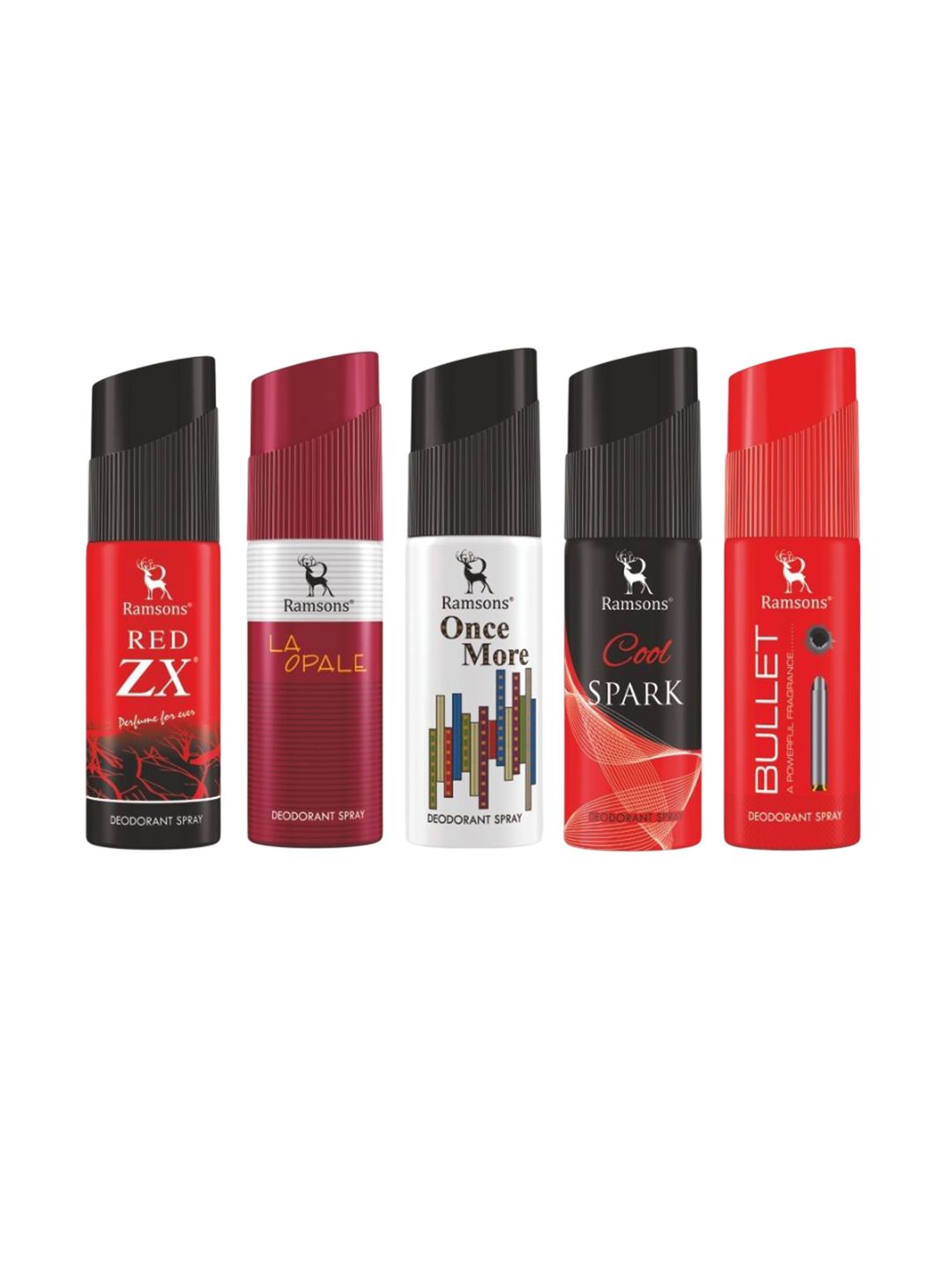 Ramsons Men Set Of 5 Red Zx, La Opale, Once More, Cool Spark & Bullet Deodorant 40ml Each-picture-24