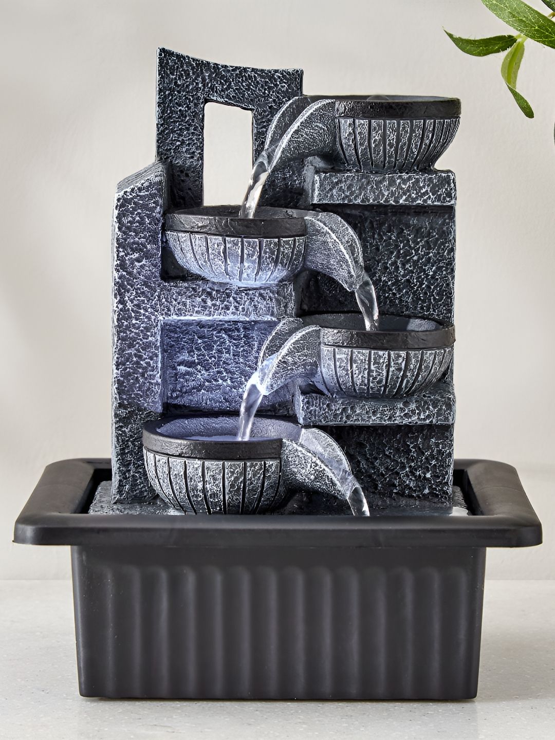 Home Centre Grey & Black Alpine Diya Water Fountain-image-28