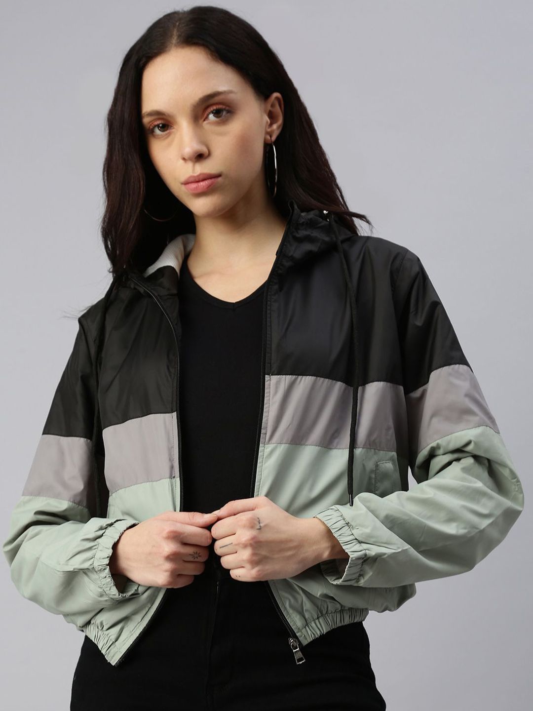 Kaali Peeli Women Colourblocked Regular Bomber Jacket
