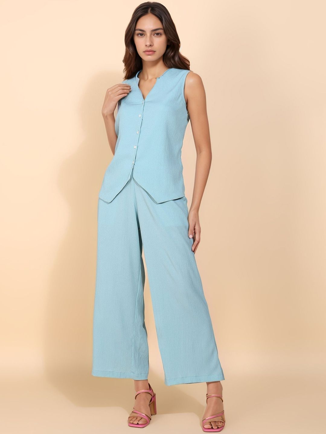 all about you Textured V-Neck Waistcoat With Trousers-picture-23