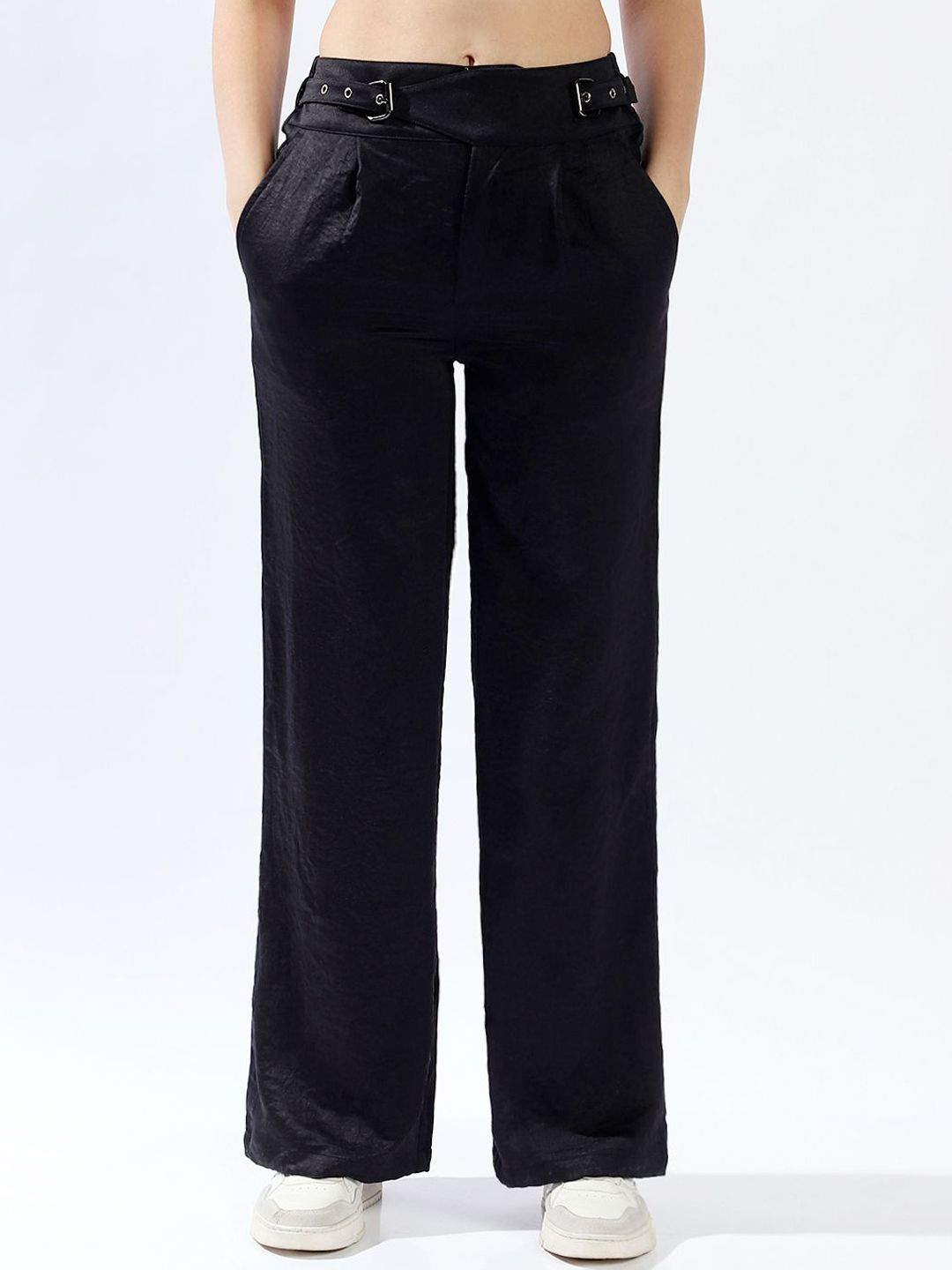 High Star Women Relaxed Loose Fit High-Rise Easy Wash Trousers-picture-29