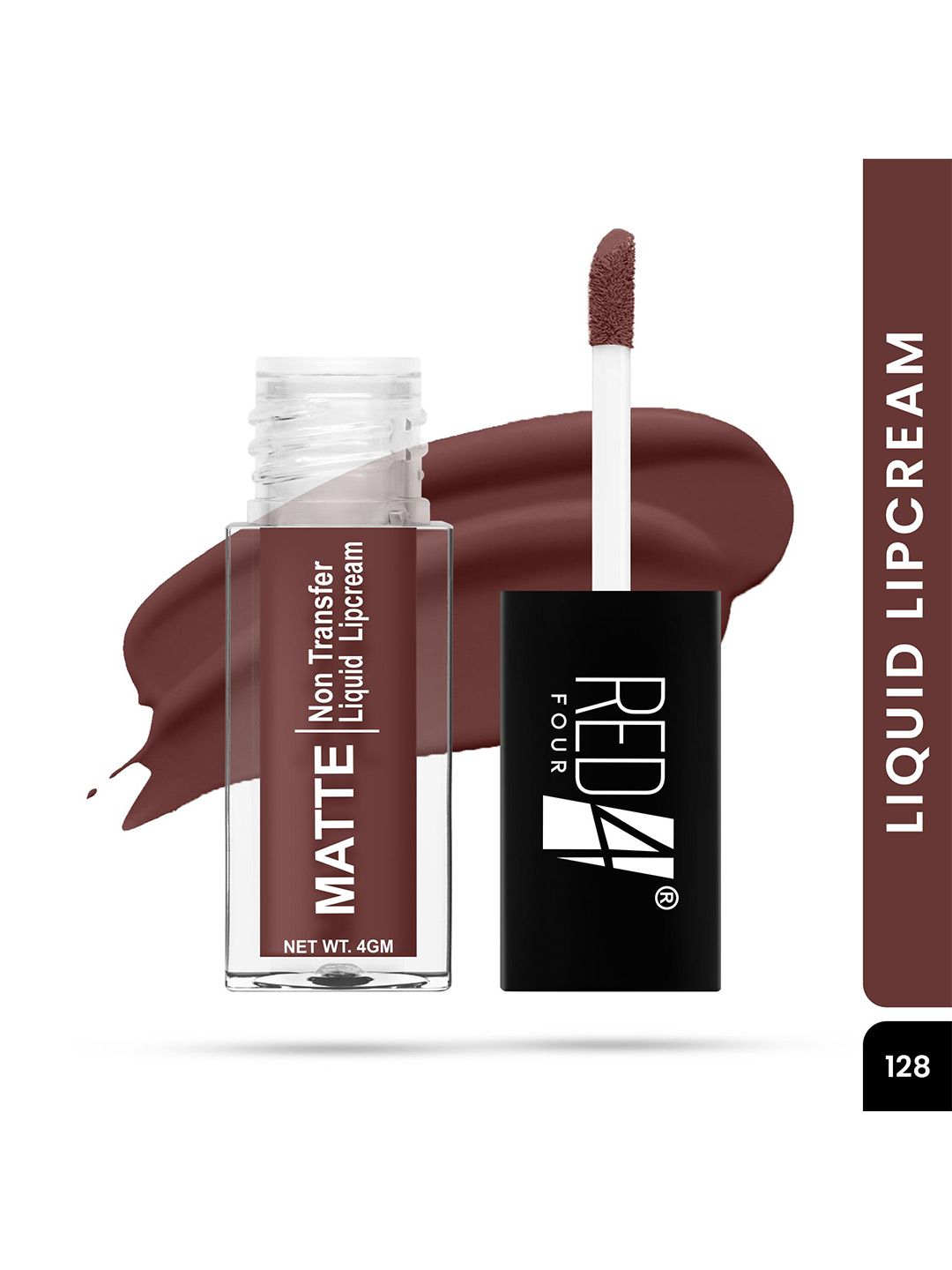 RED 4 Non Transfer Matte Liquid Lipstick - 4 g - Pecan - 128-picture-36