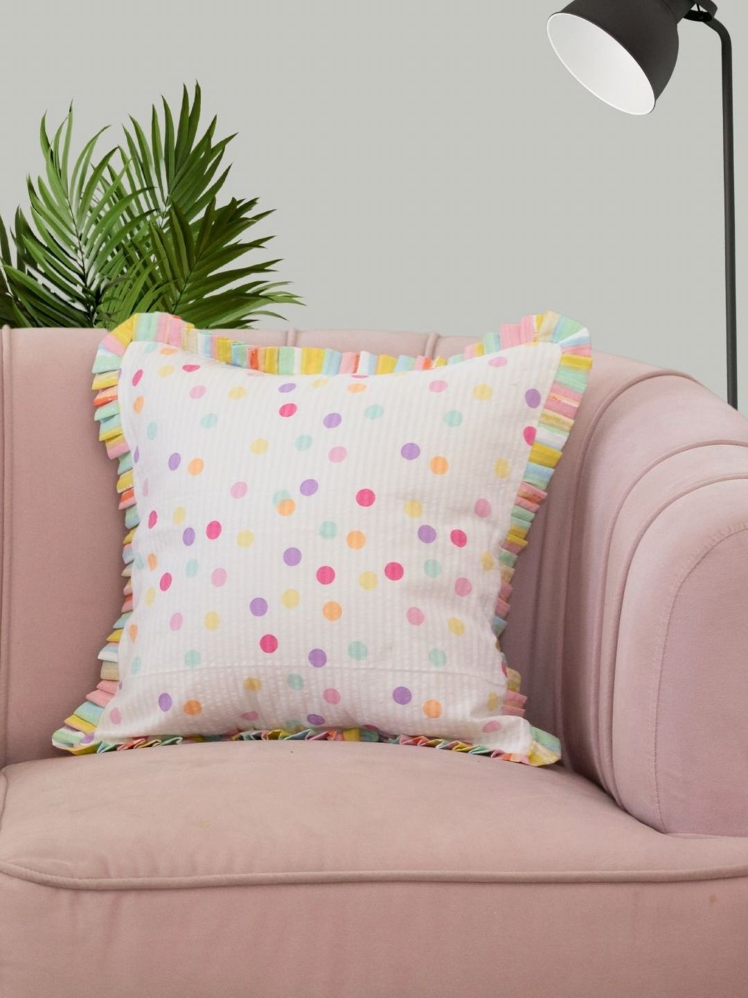 BandBox White & Blue Colourblocked Square Cushion Covers-image-28