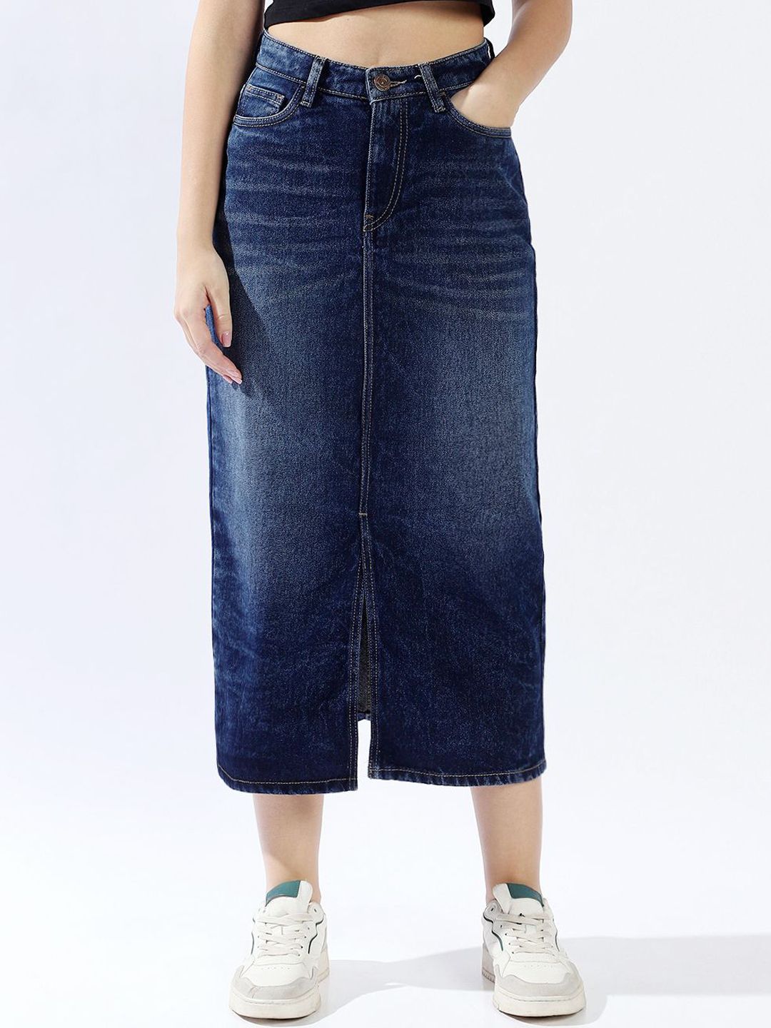 High Star High Rise A-Line Midi Skirt-picture-48