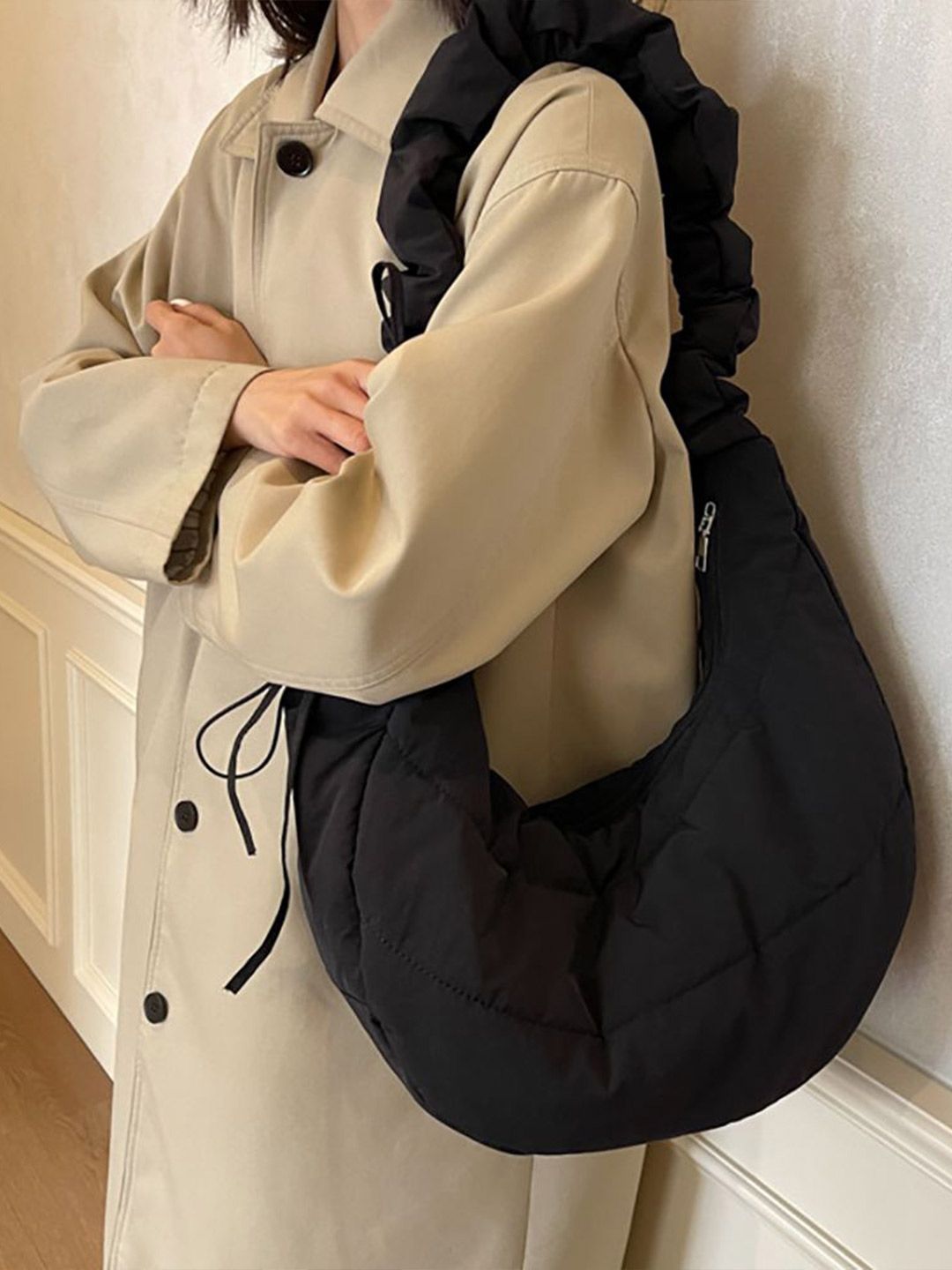 StyleCast x Revolte Women Solid Half Moon Shoulder Bag-picture-19