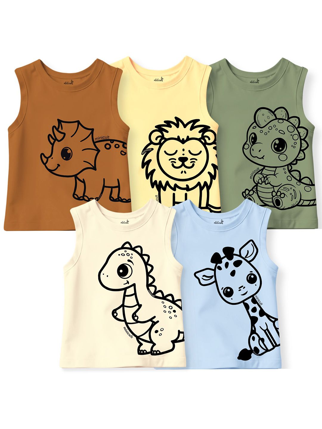 x2o Pack of 5 Printed Pure Cotton Innerwear Vests VST_PT_E006_15_P5-Multicolour-picture-36