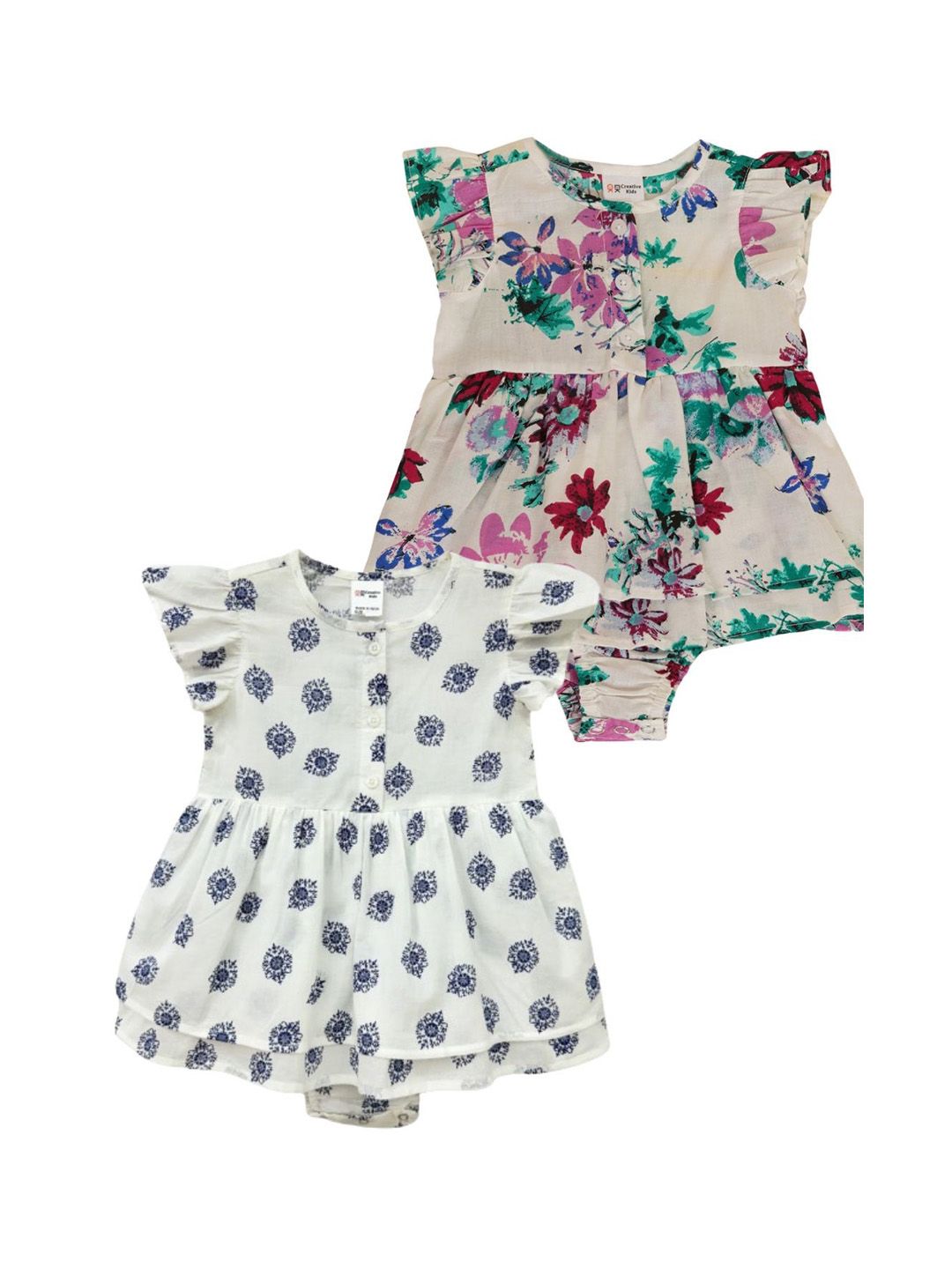 Creative Kids Infant Girls Pack Of 2 Printed Cotton Bodysuits-picture-22