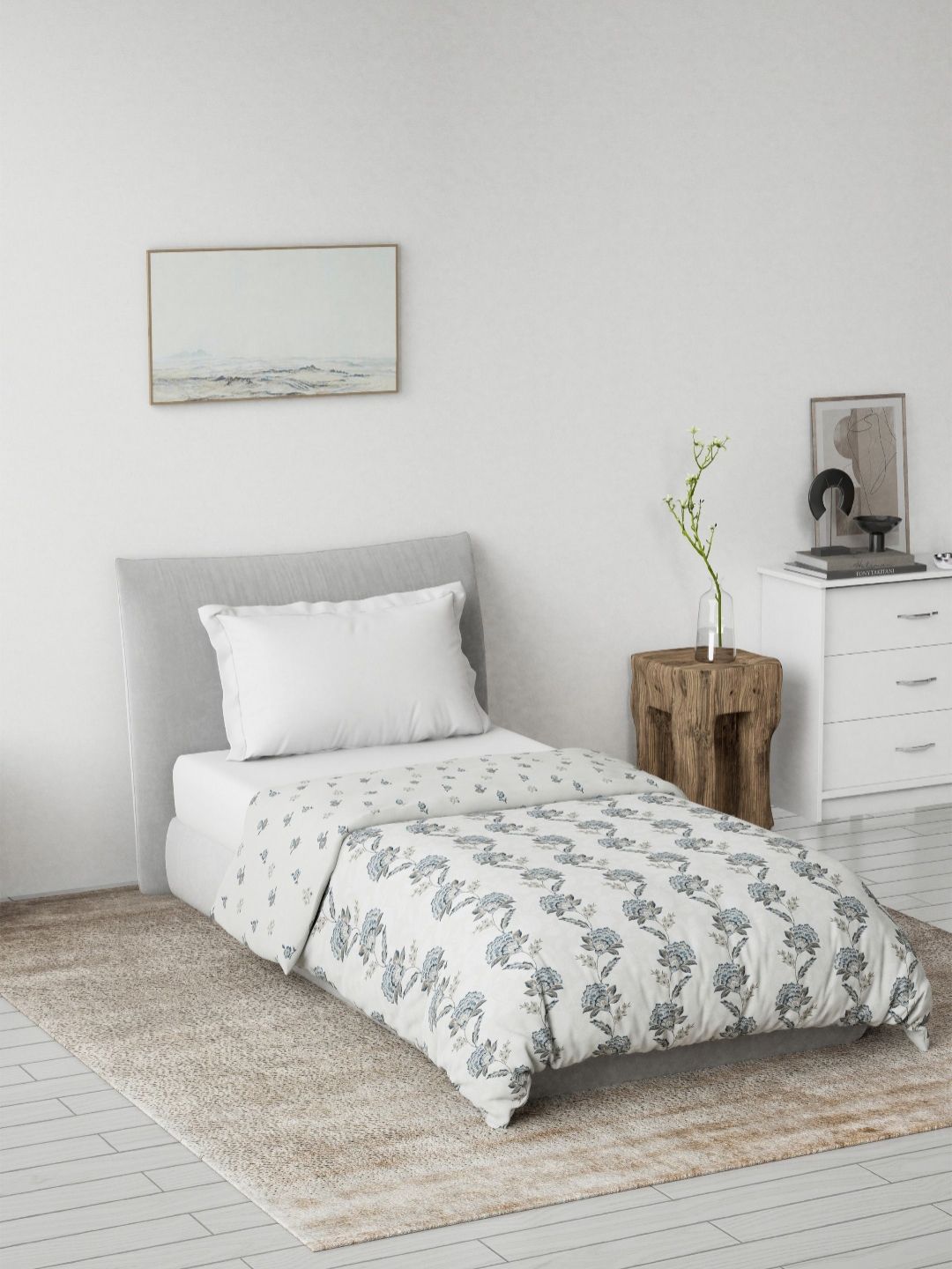 DDecor Grey & White Ethnic Motifs Printed Summer 125 GSM Reversible Single Bed Dohar-image-41