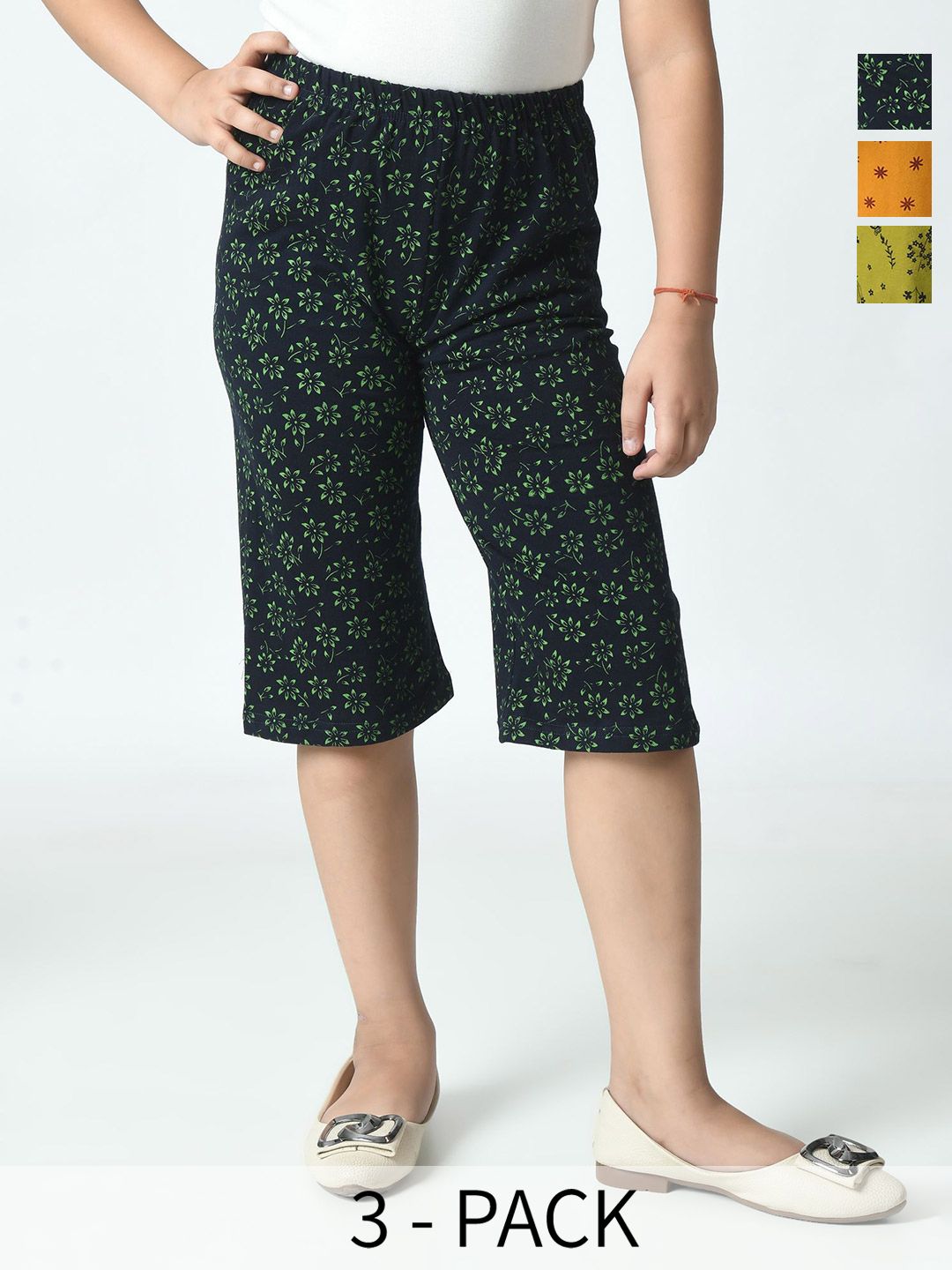 BAESD Girls Pack Of 3 Printed Loose Fit Capris-picture-51