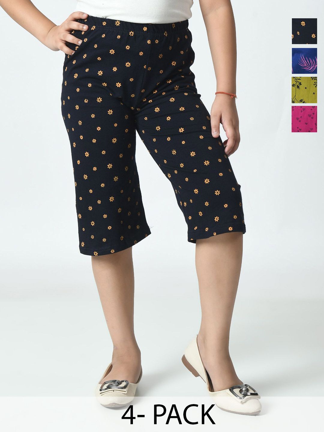 BAESD Girl Pack Of 4 Printed High-Rise Loose Fit Capris-picture-31