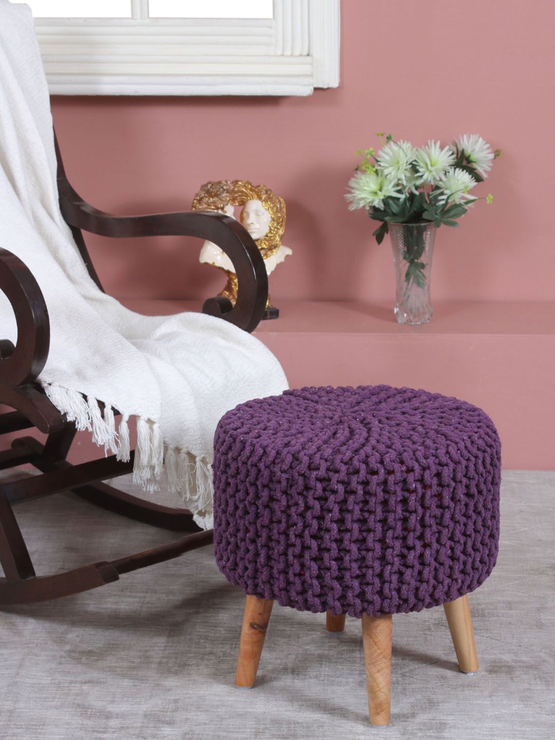 Shadowkart Purple Textured Cylindrical Pouffes Ottomans-picture-33