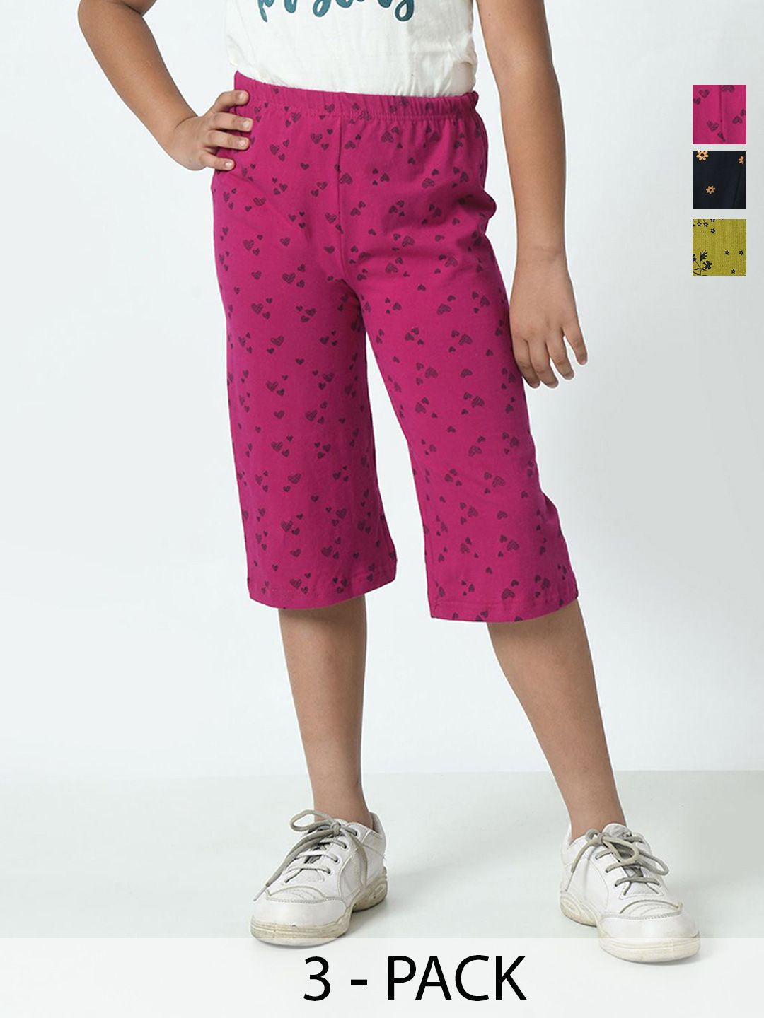 BAESD Girls Pack of 3 Cotton Printed Capris-picture-42