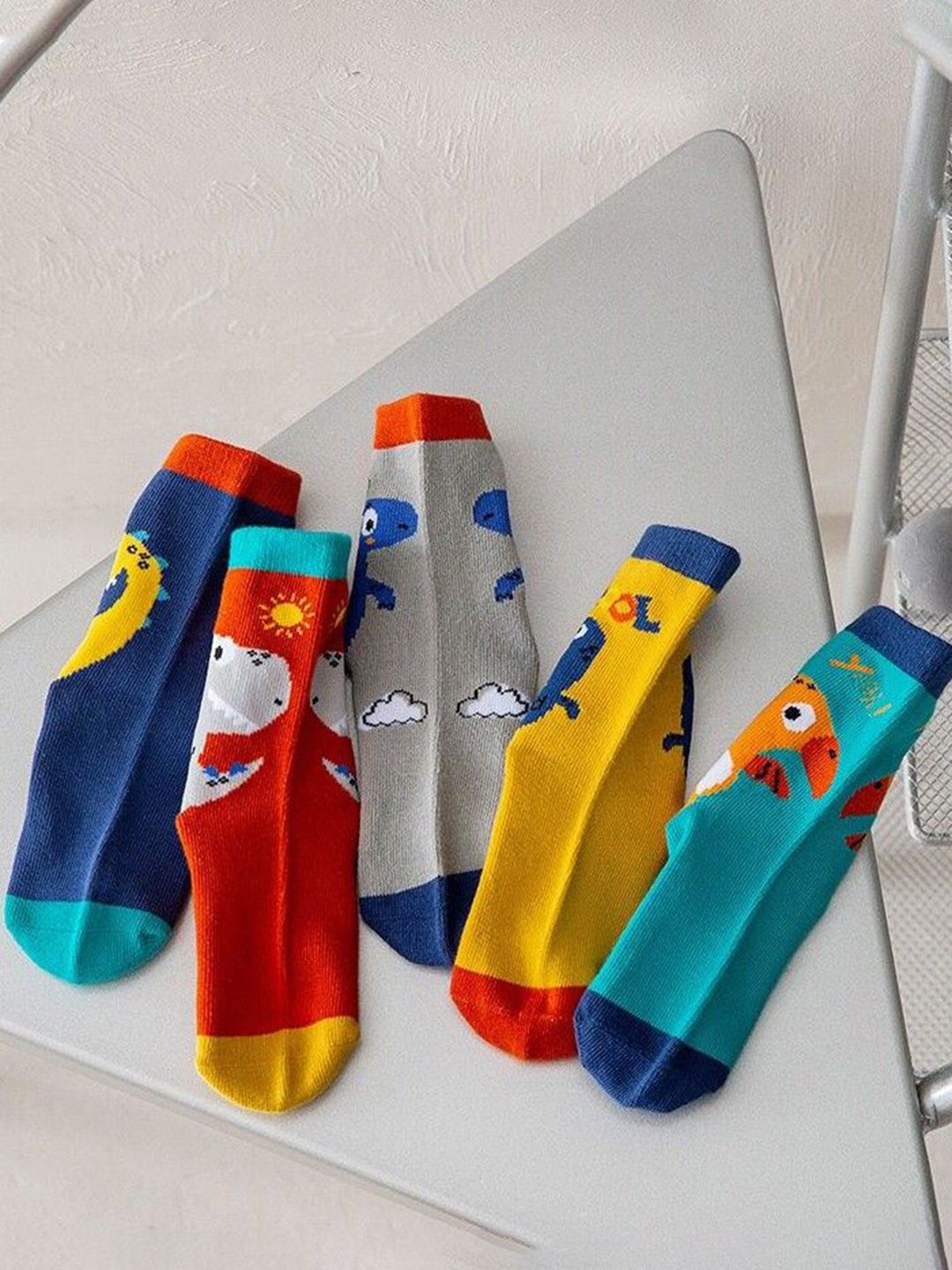 KIDOfash Pack Of 5 Printed Above Ankle-Length Socks-picture-26