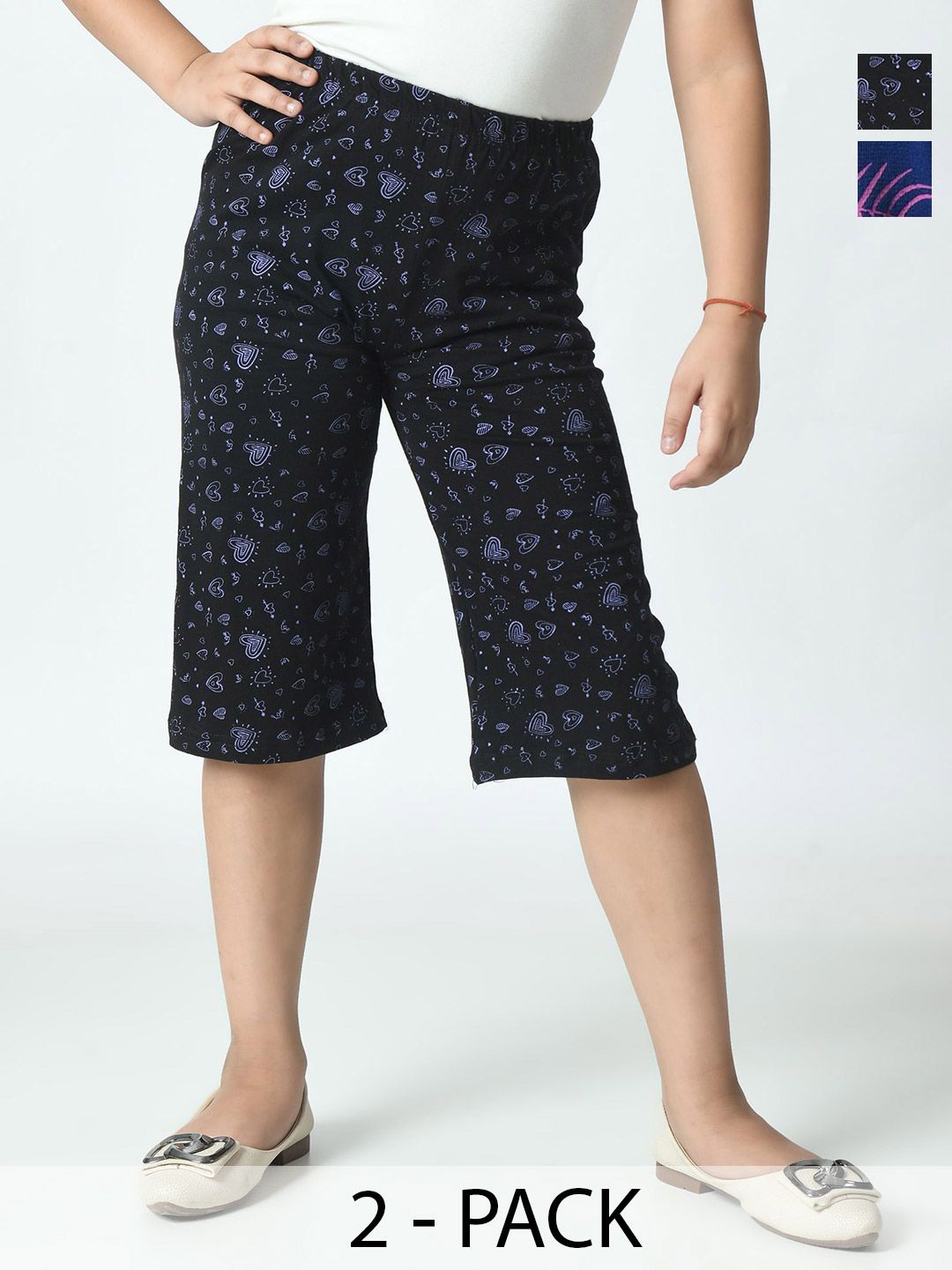 BAESD Girls Pack Of 3 Printed Loose Fit Capris-picture-29