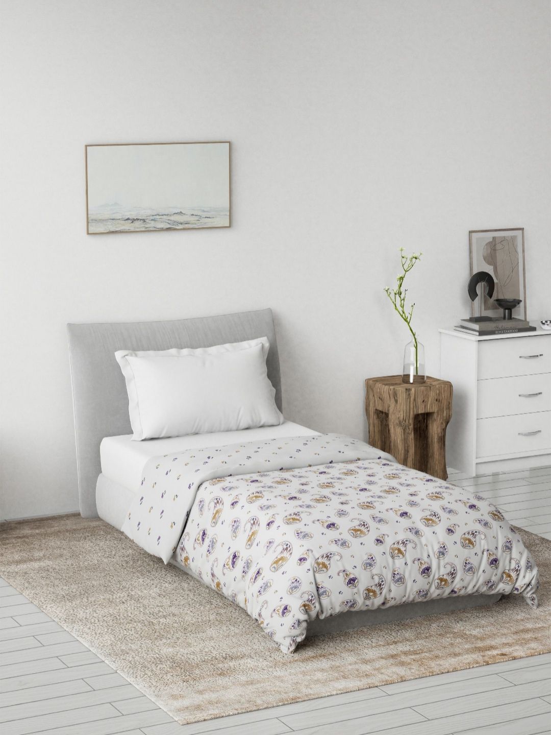 DDecor White Ethnic Motifs Printed Summer Reversible Cotton 125 GSM Single Bed Dohar-image-36