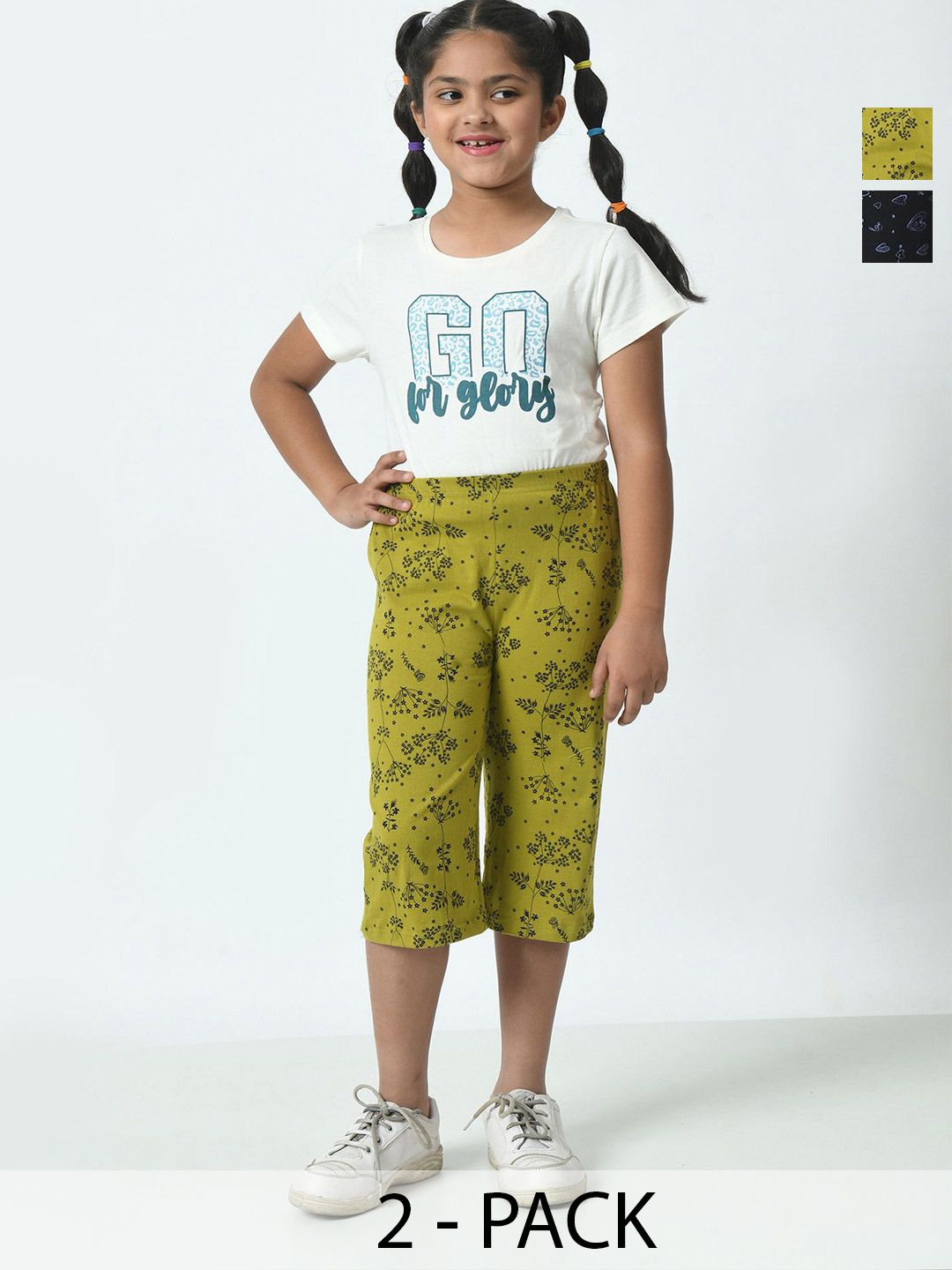 BAESD Girls Pack Of 2 Printed Loose Fit Capris-picture-48