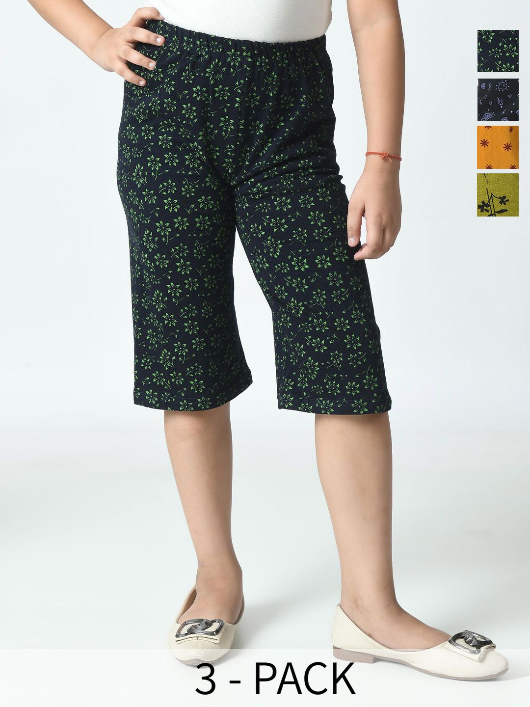 BAESD Girls Pack of 4 Cotton High-Rise Loose Fit Capris-picture-35