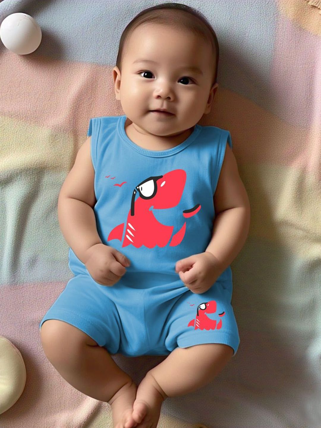 Toddylon Kids Graphic Printed Round Neck Sleeveless Cotton T-shirt With Shorts-picture-44