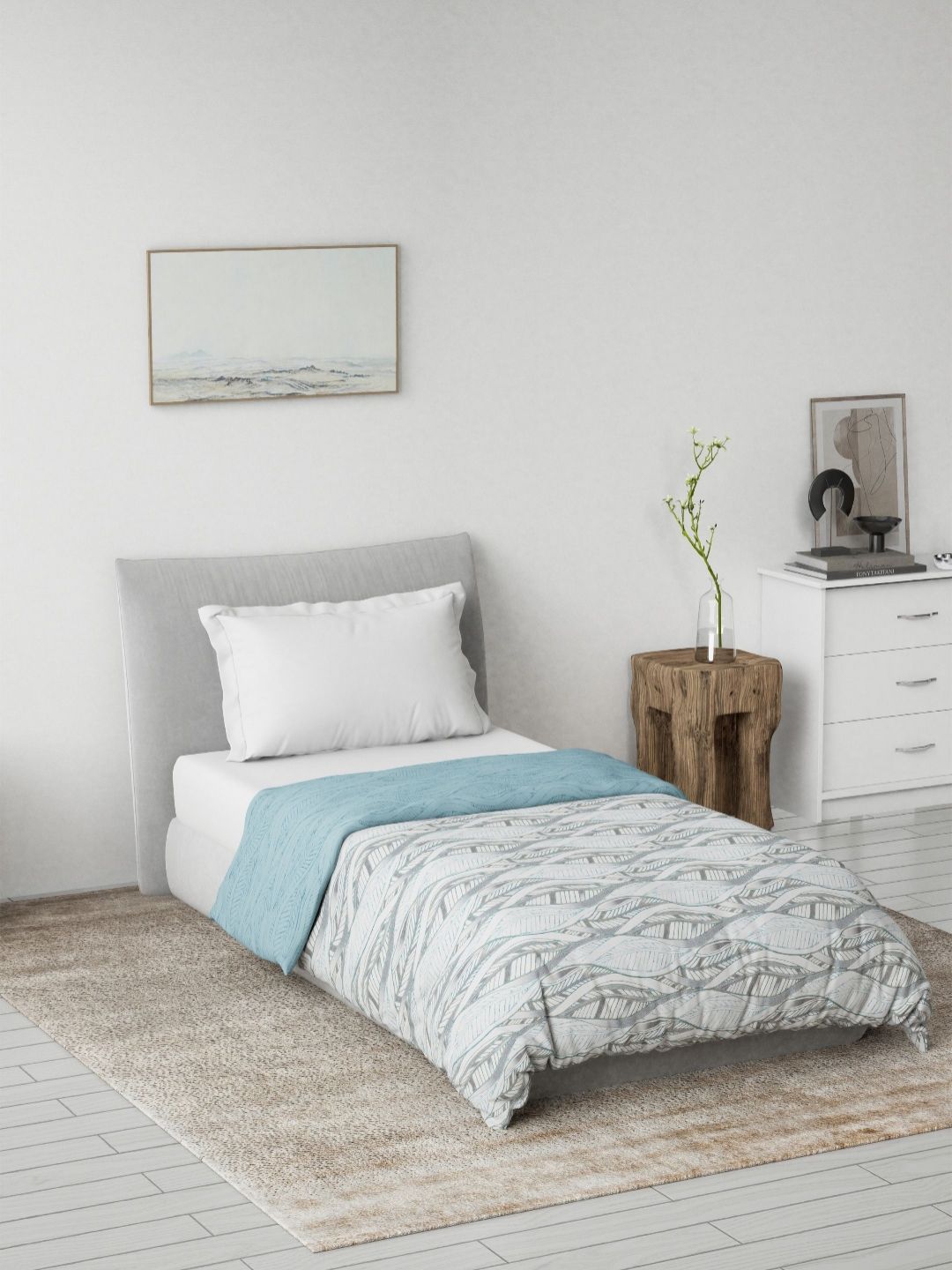 DDecor Blue & White Floral Printed Summer Cotton 150 GSM Single Bed Dohar-picture-31