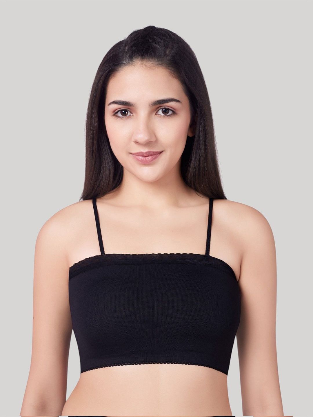 PLUMBURY Women Lightly Padded Seamless Full Coverage Bandeau Tube Bra
