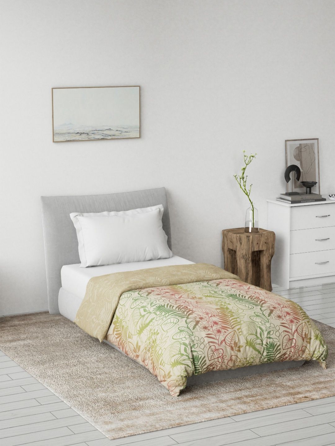 DDecor Green & Pink Floral Printed Summer Reversible Cotton 125 GSM Single Bed Dohar-image-49