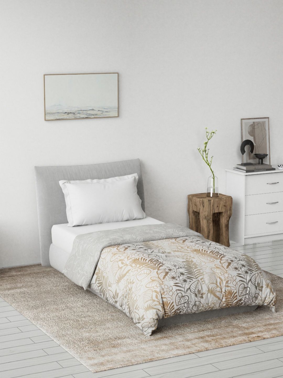 DDecor Brown & White Floral Printed Summer Cotton 150 GSM Reversible Single Bed Dohar-image-19