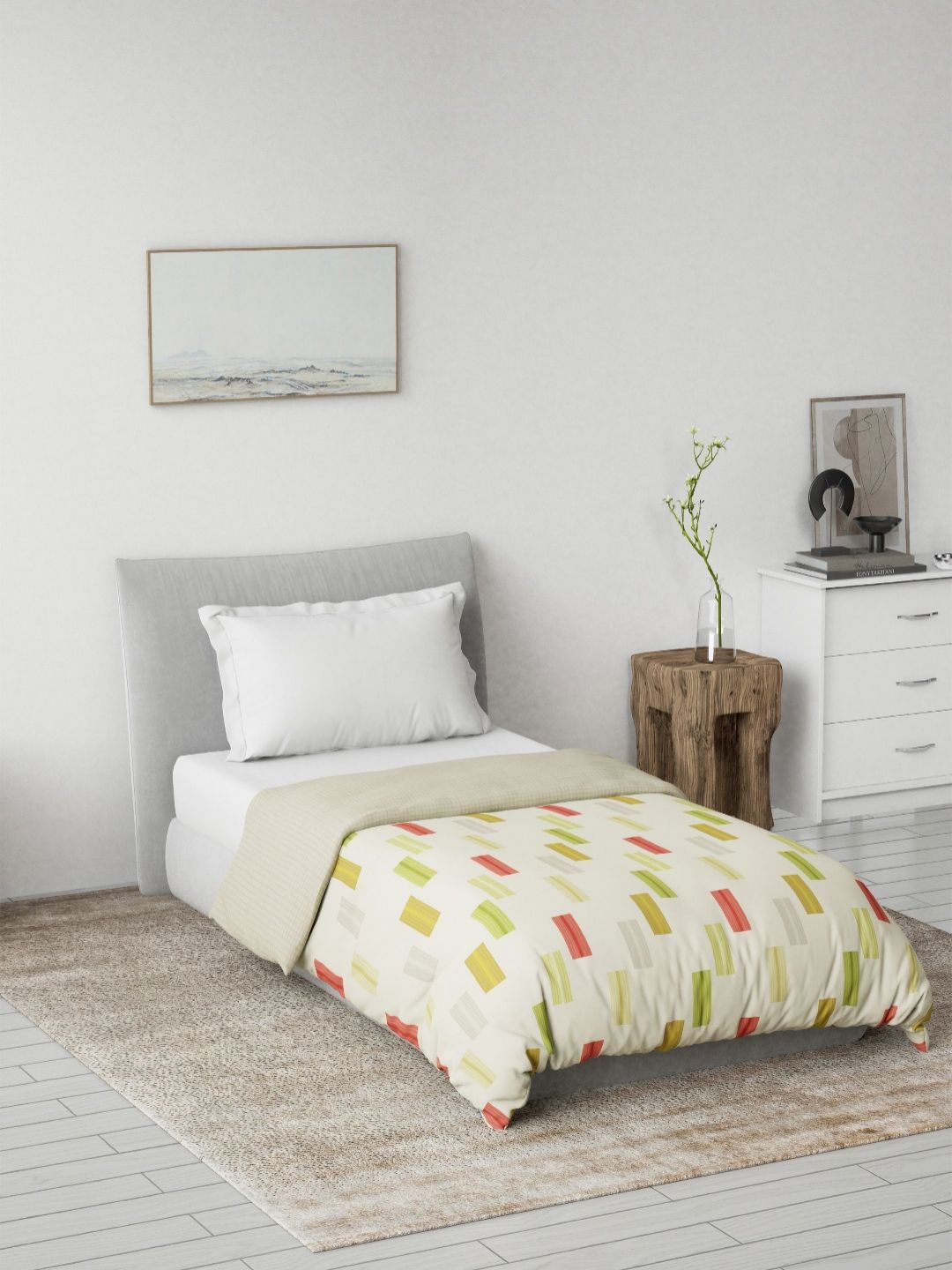 DDecor Yellow & White Geometric Printed Summer 150 GSM Single Bed Dohar-image-16